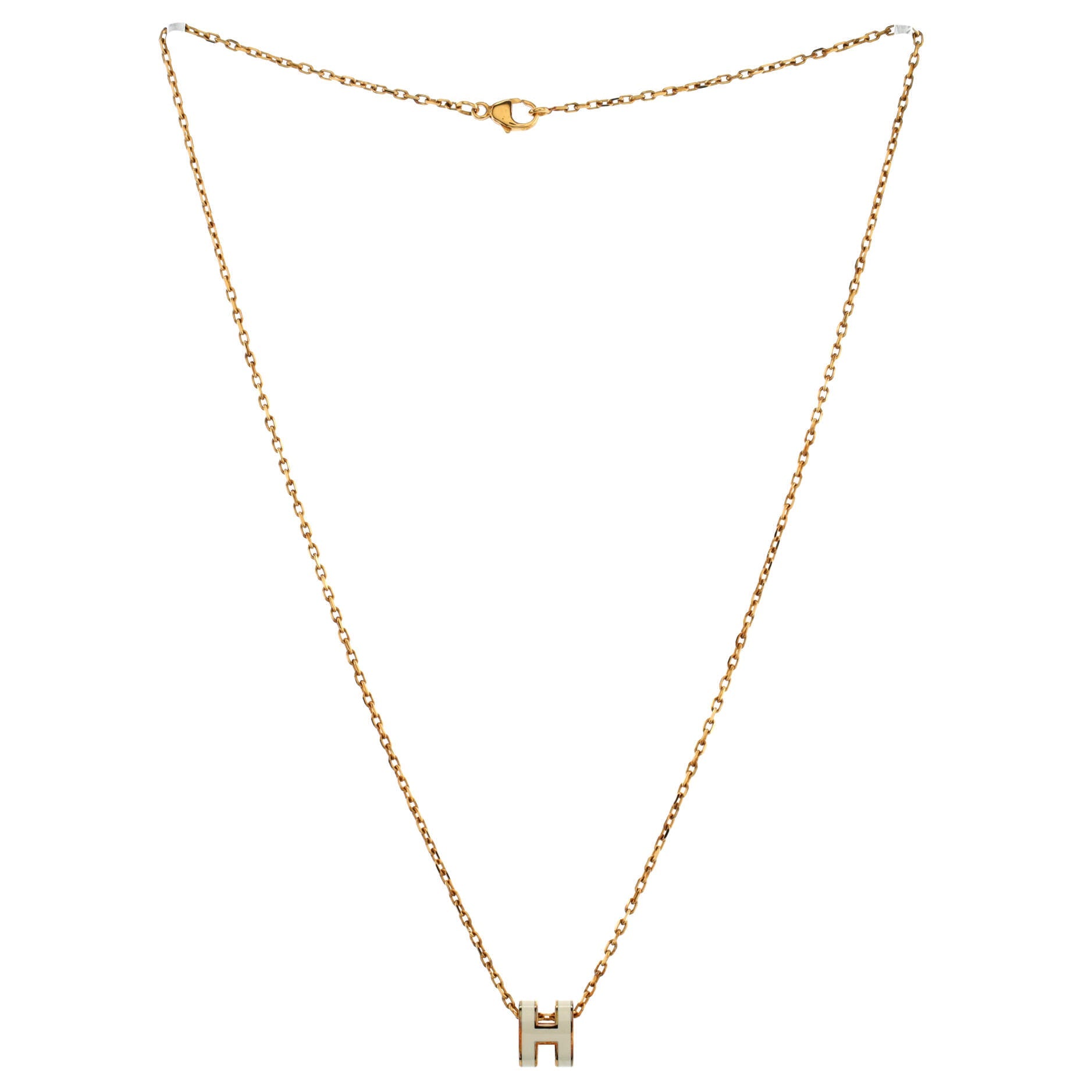 Pop H Pendant Chain Necklace Metal and Enamel Mini