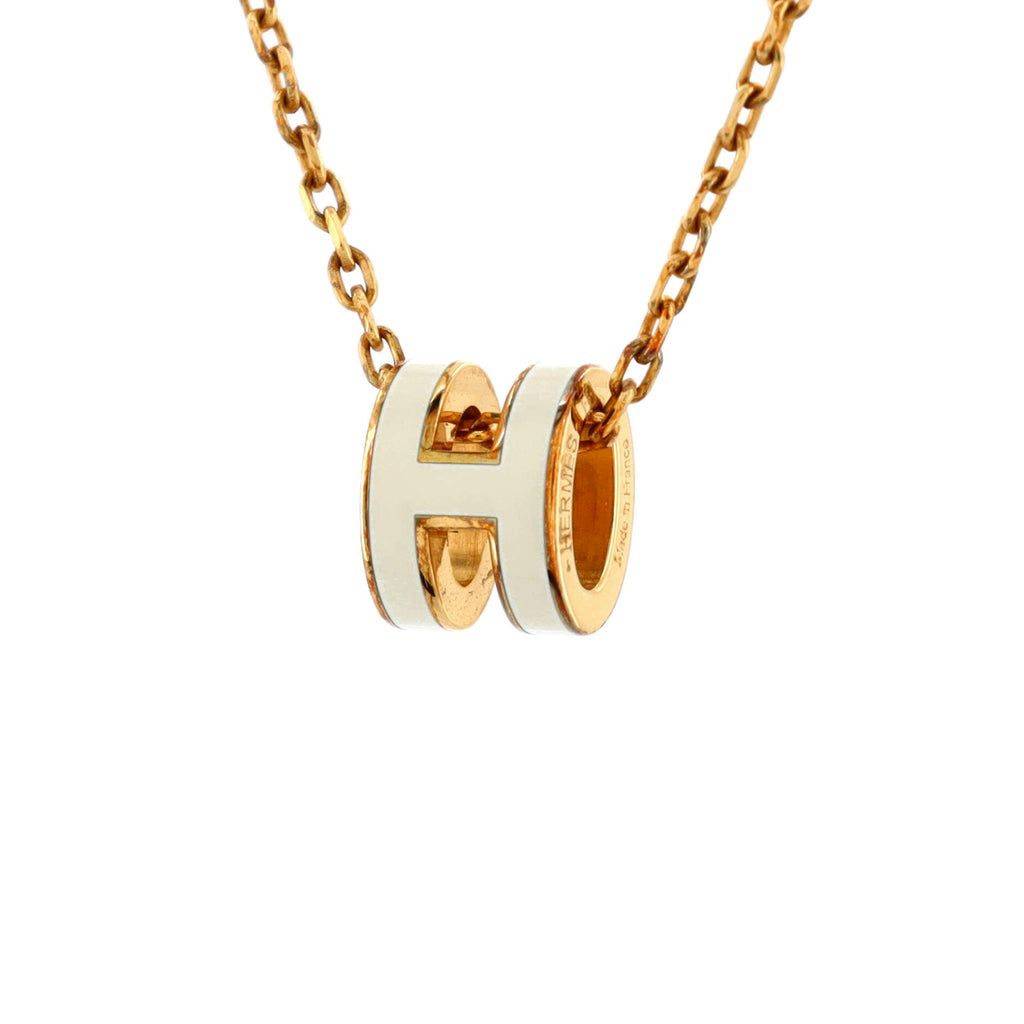Pop H Pendant Chain Necklace Metal and Enamel Mini