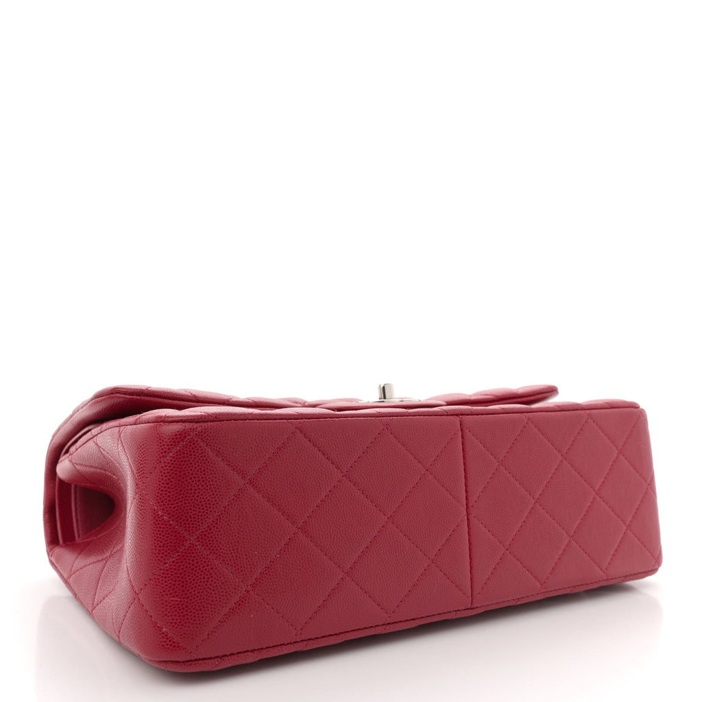 Caviar Quilted Jumbo Double Flap Dark Pink