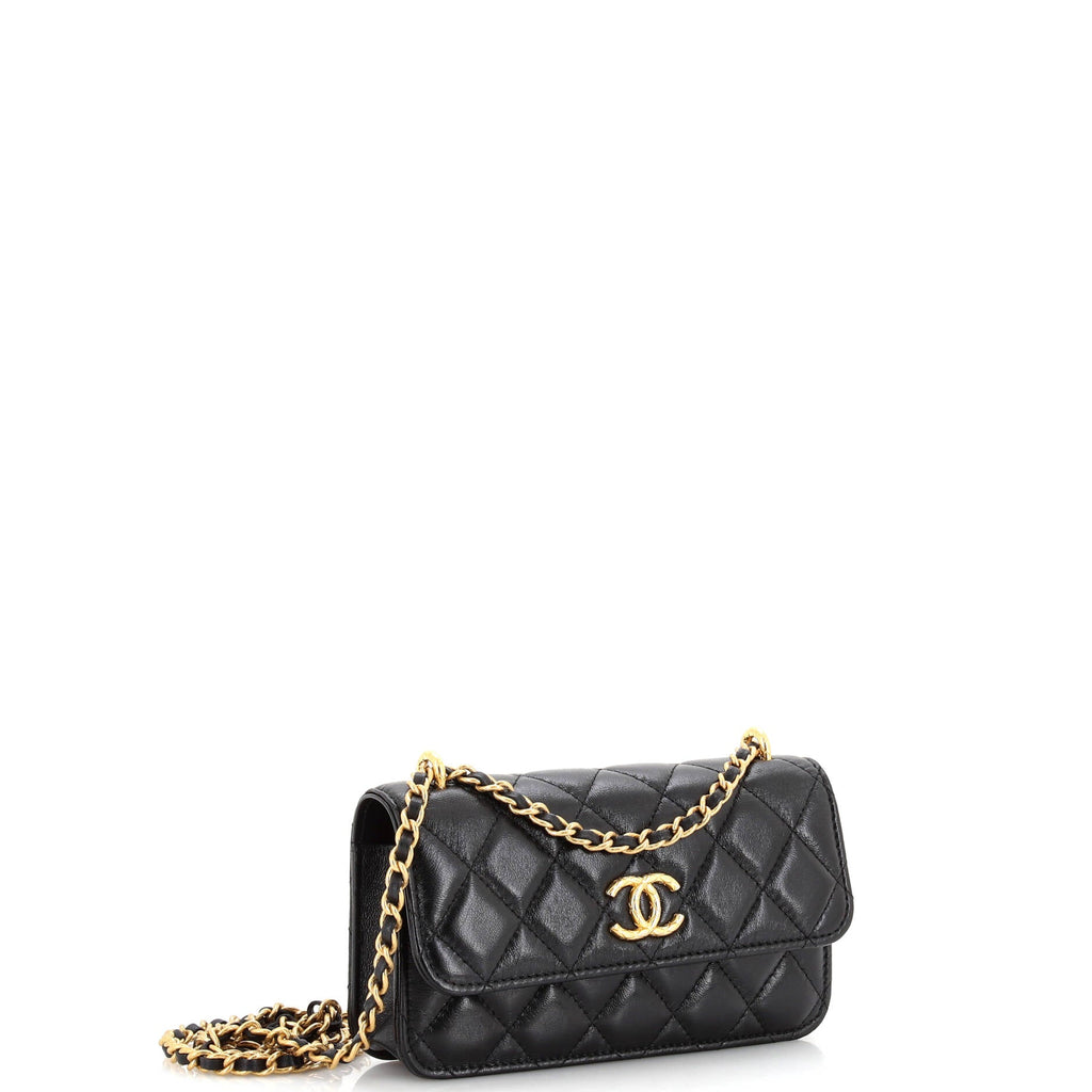 CC Flap Phone Holder with Chain Quilted Lambskin Mini