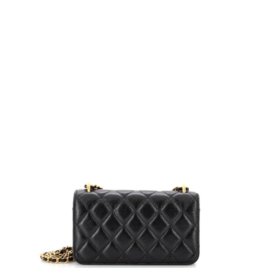 CC Flap Phone Holder with Chain Quilted Lambskin Mini