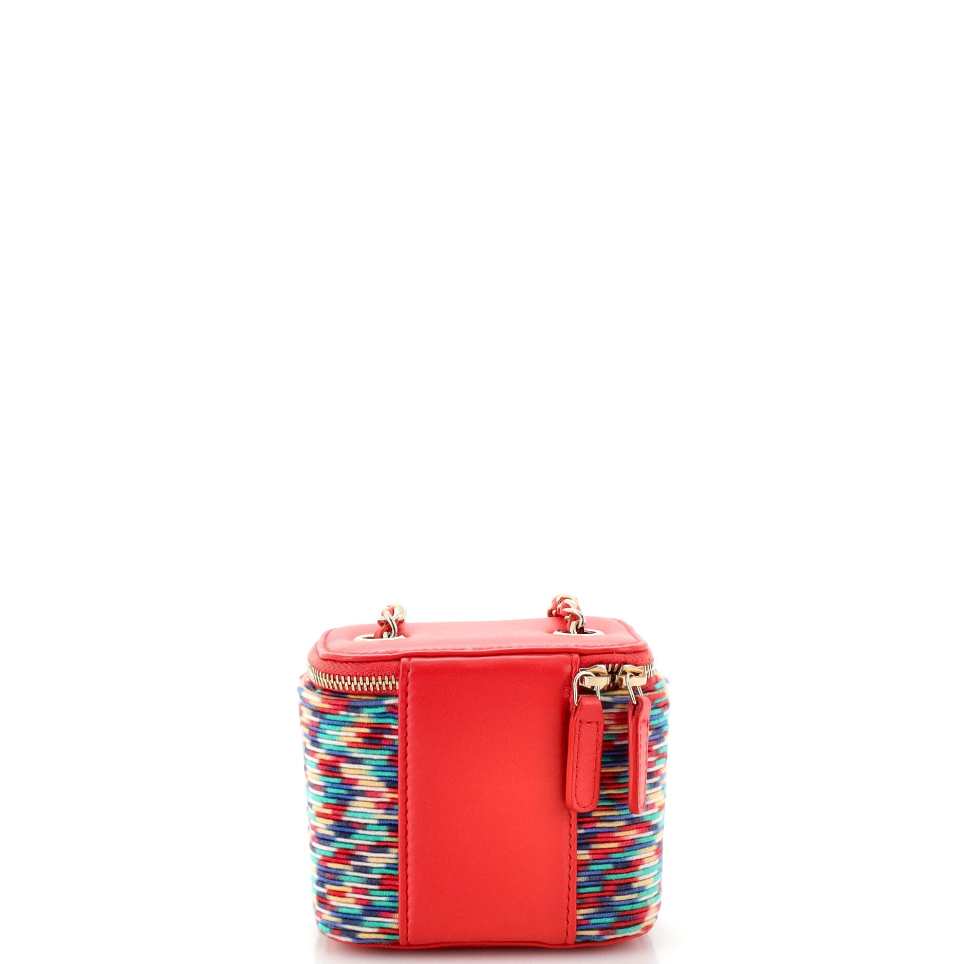Classic Vanity Case with Chain Multicolor Embroidered Thread Mini