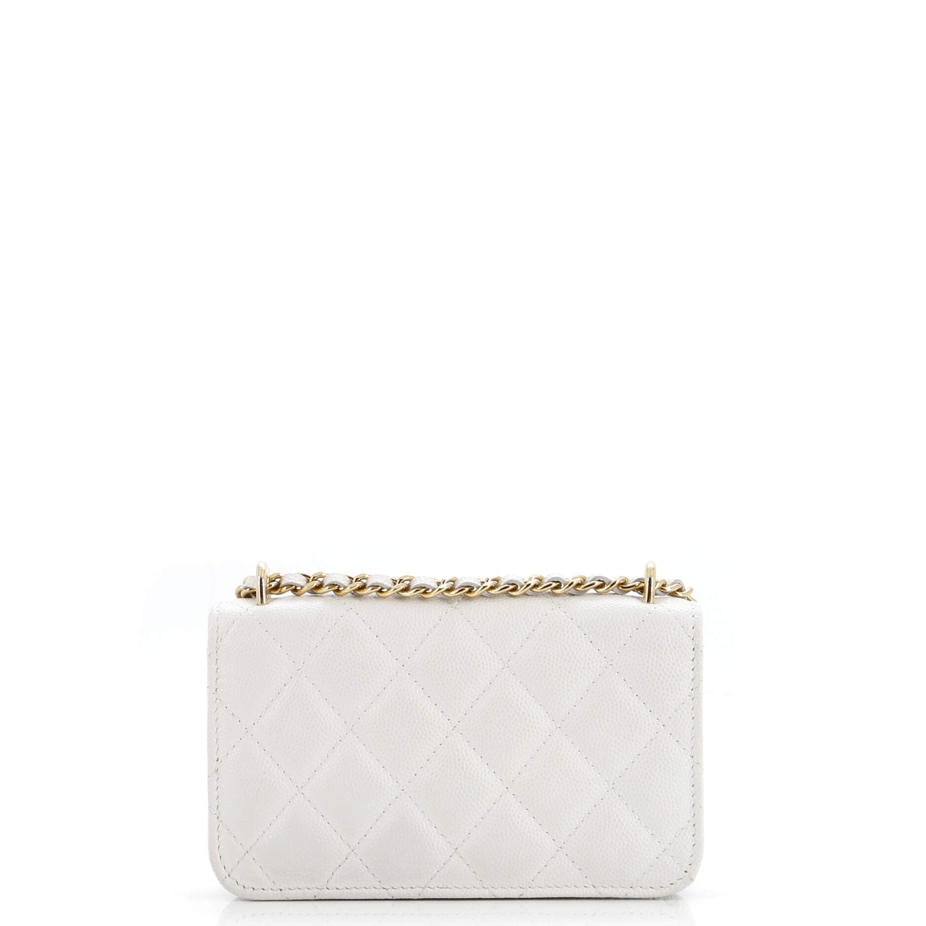 Pocket Twins Clutch with Chain Quilted Caviar