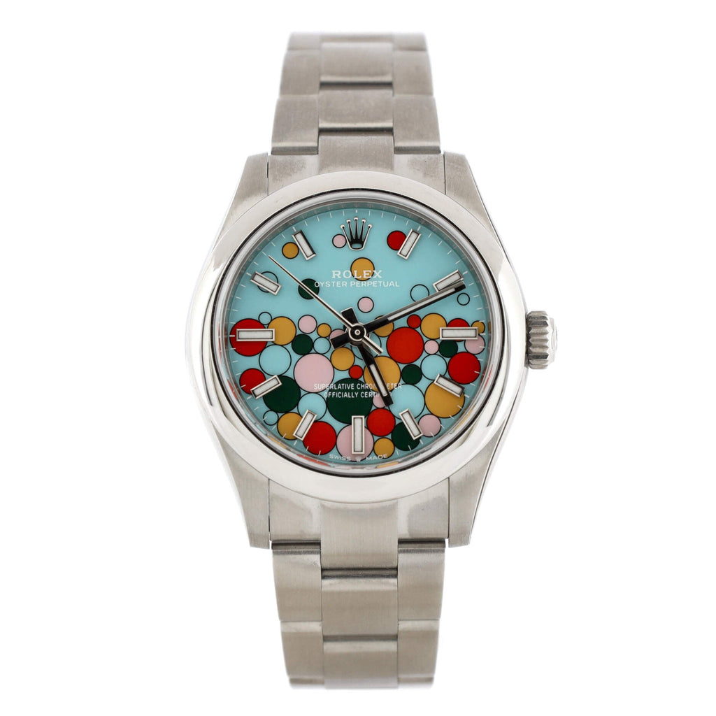 Oyster Perpetual Turquoise Blue Celebration Motif Automatic Watch Stainless Steel 31