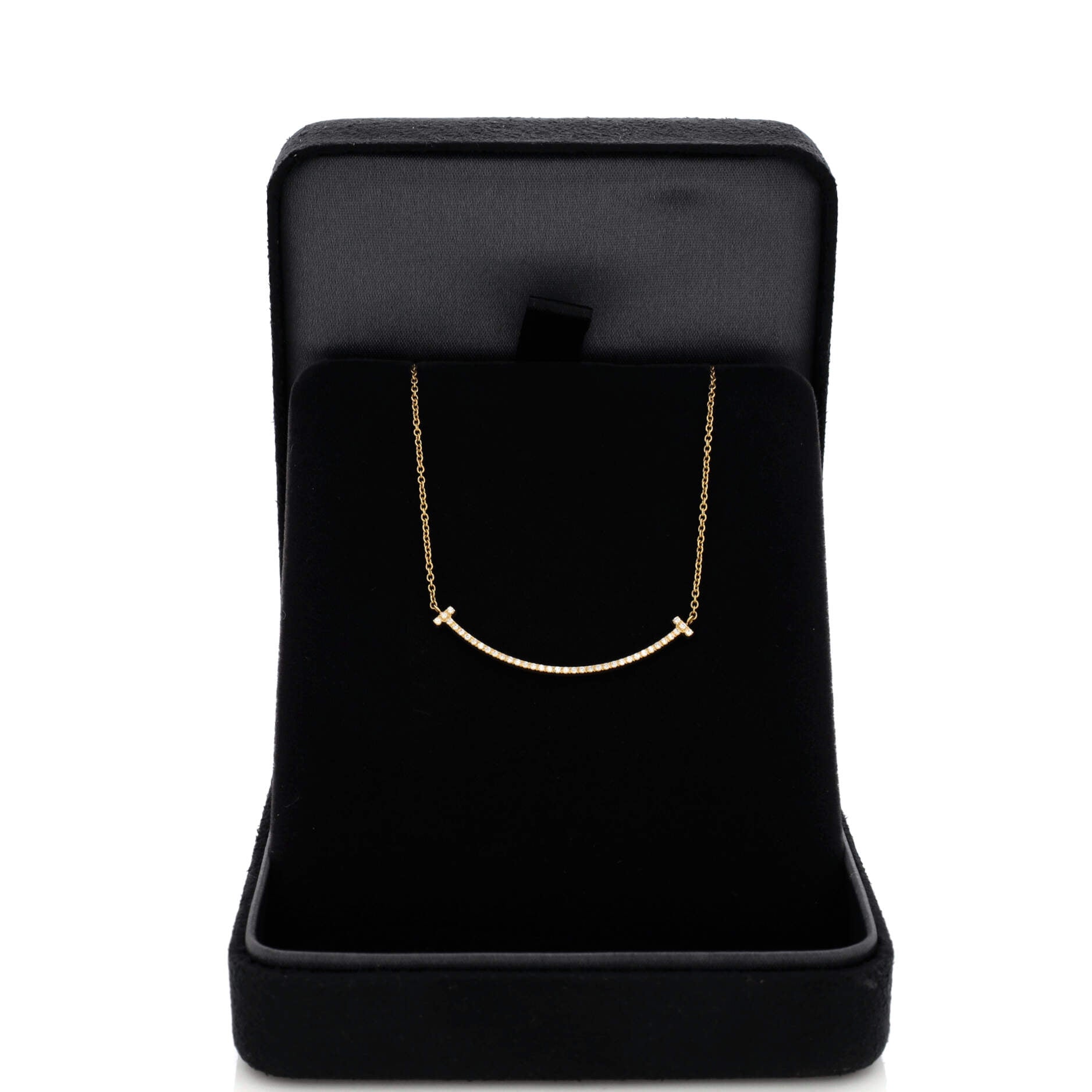 T Smile Pendant Necklace 18K Yellow Gold and Diamonds Small