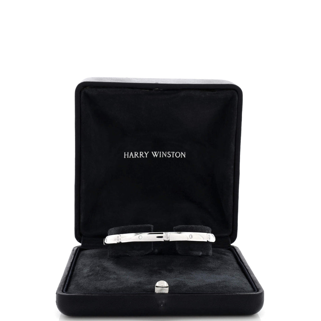 HW Logo Bangle Bracelet 18K White Gold with Diamonds