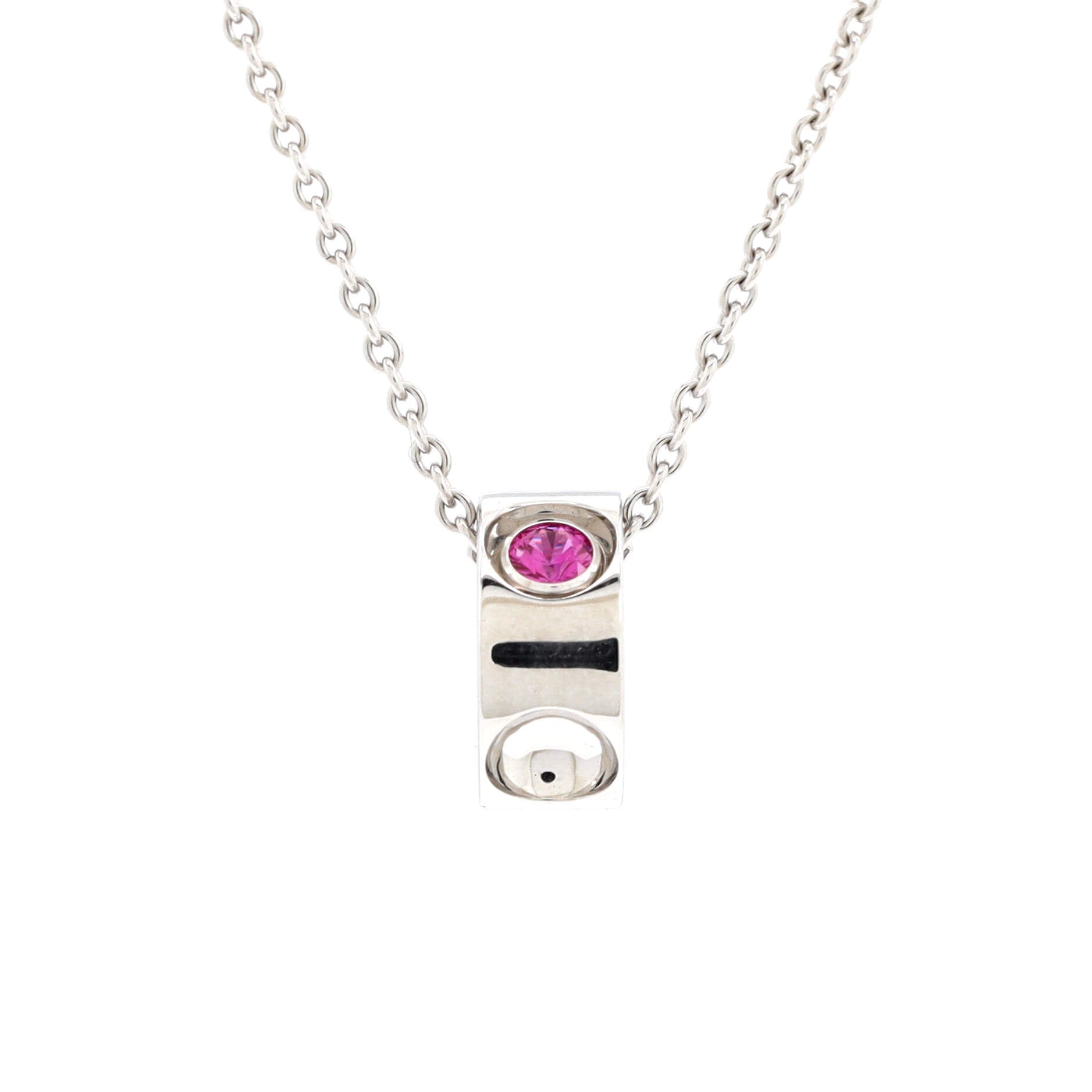 Empreinte Pendant Necklace 18K White Gold with Pink Sapphire