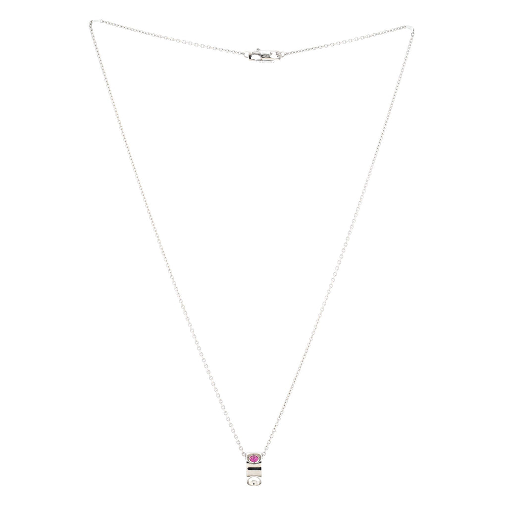 Empreinte Pendant Necklace 18K White Gold with Pink Sapphire