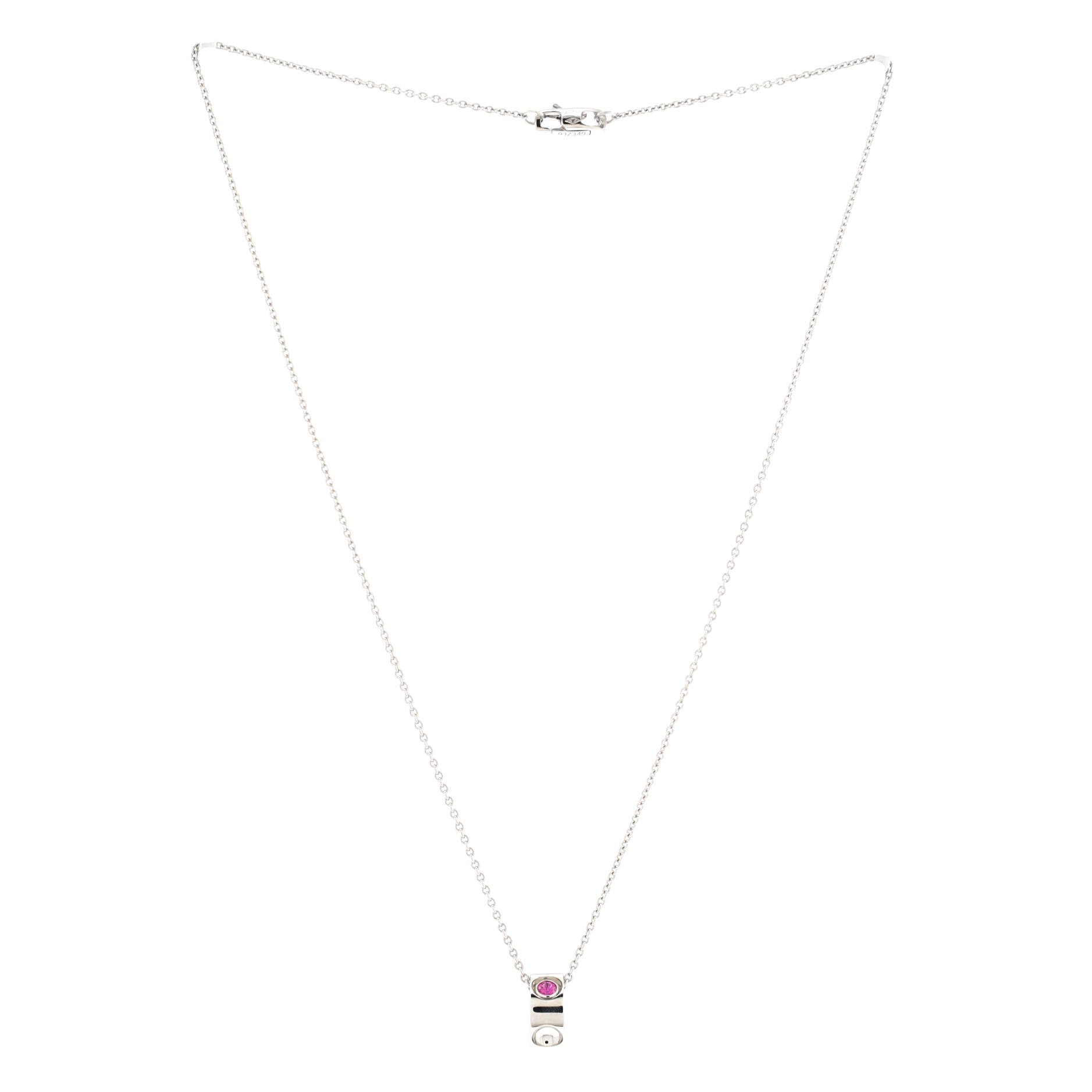 Empreinte Pendant Necklace 18K White Gold with Pink Sapphire