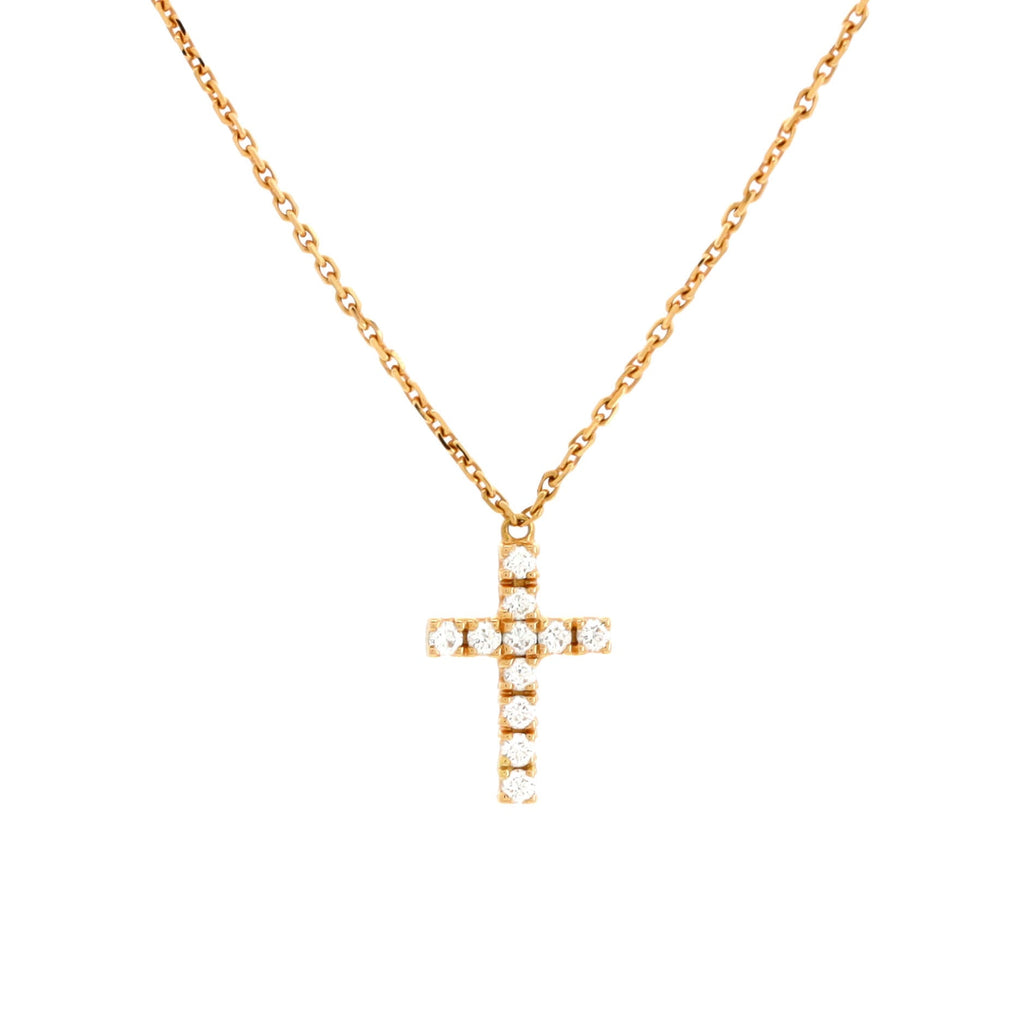 Cross Pendant Necklace 18K Rose Gold with Diamonds