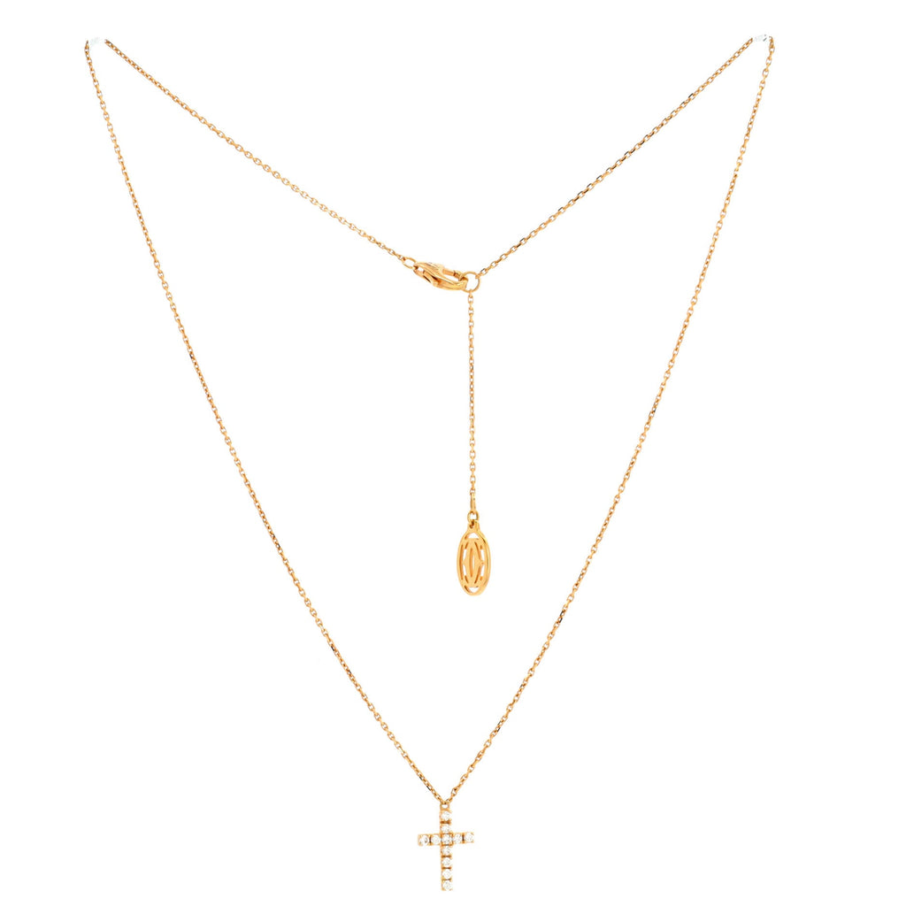 Cross Pendant Necklace 18K Rose Gold with Diamonds