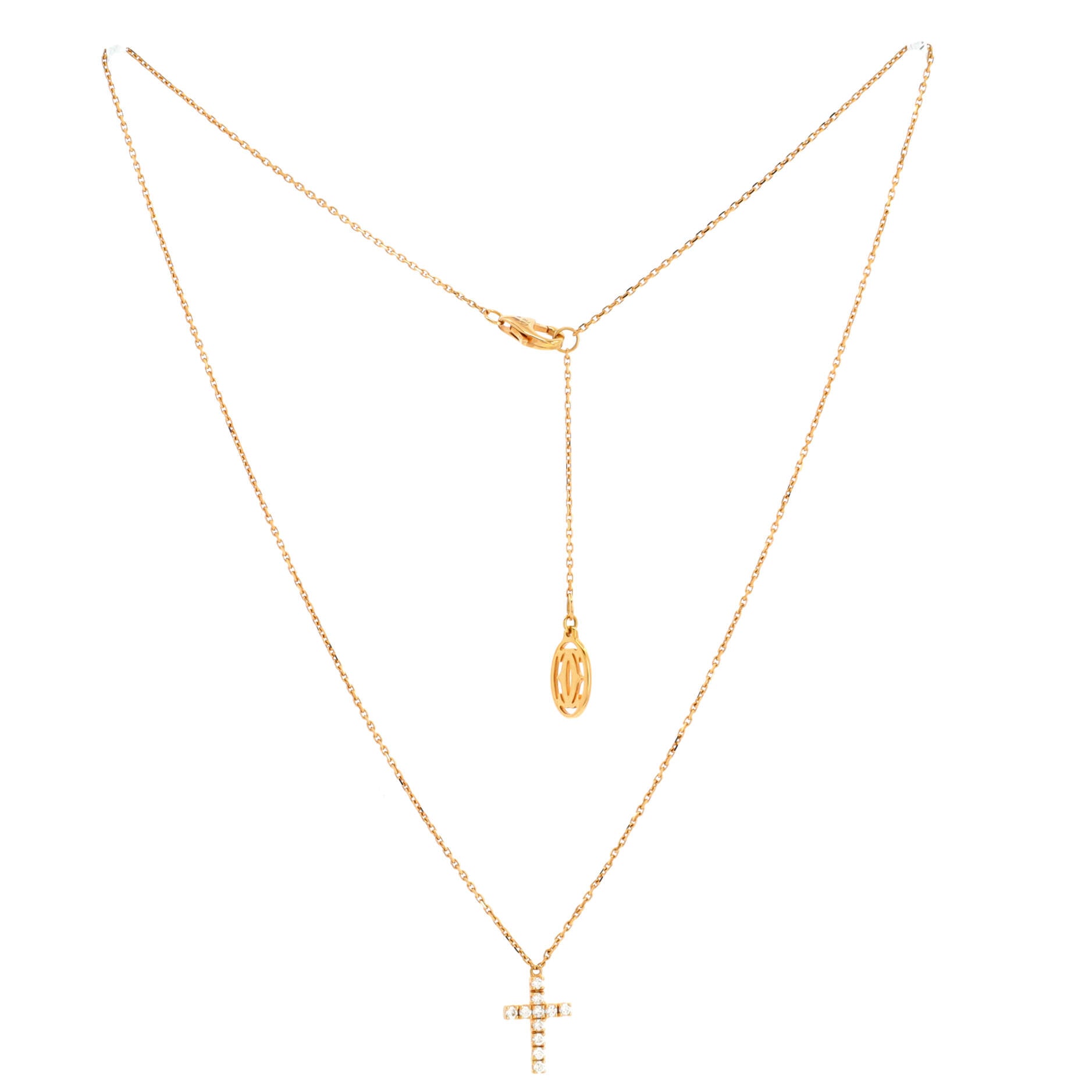 Cross Pendant Necklace 18K Rose Gold with Diamonds