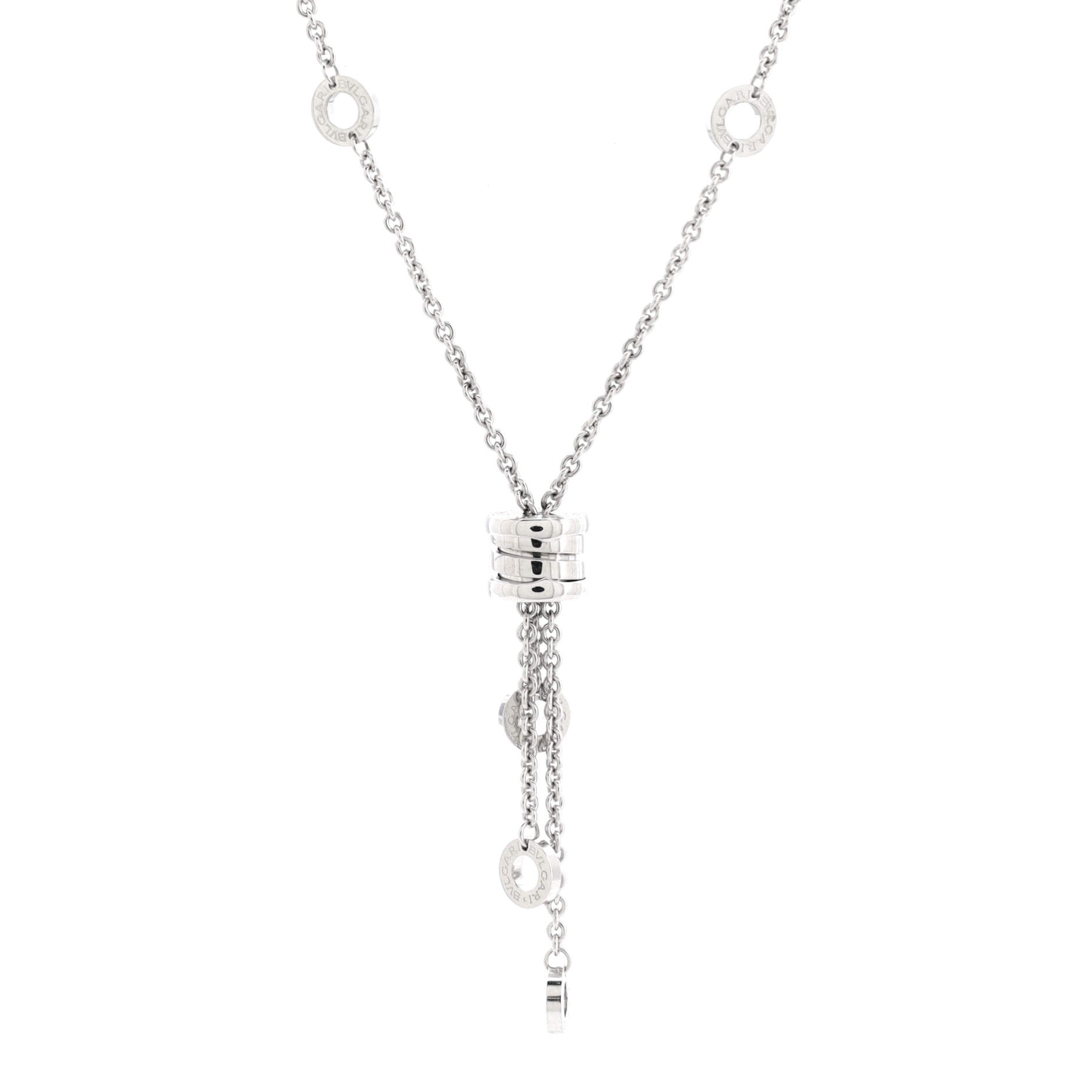 B.Zero1 3 Charm Necklace 18K White Gold with Diamonds
