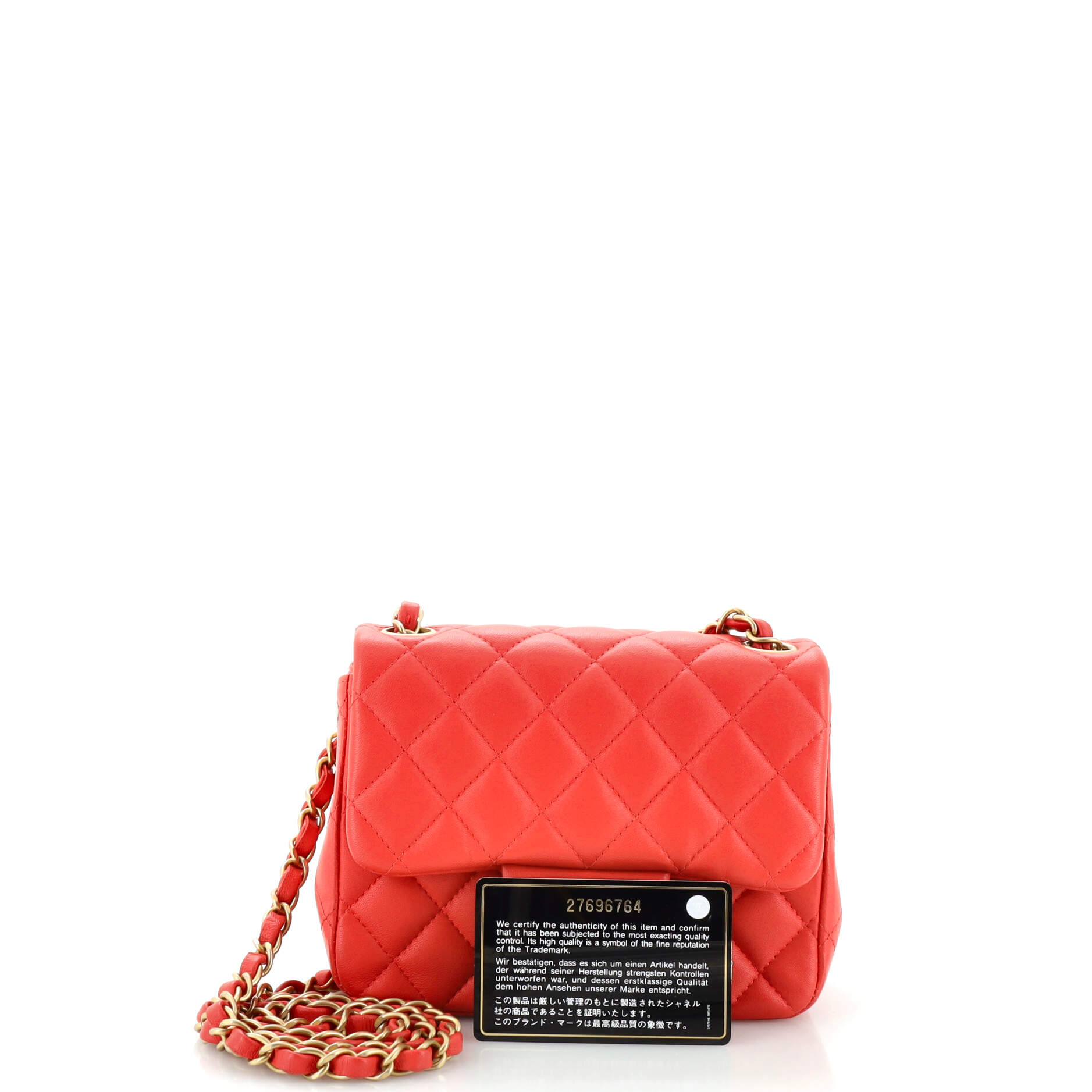 Square Classic Single Flap Bag Quilted Lambskin Mini