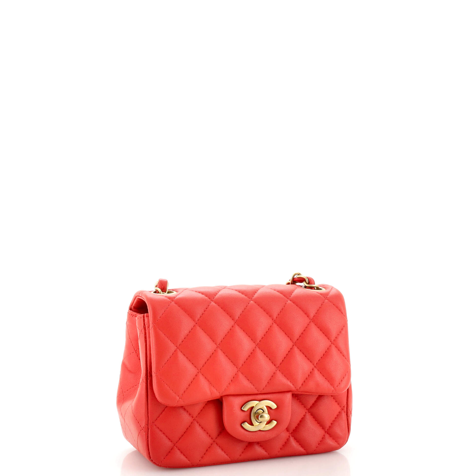 Square Classic Single Flap Bag Quilted Lambskin Mini