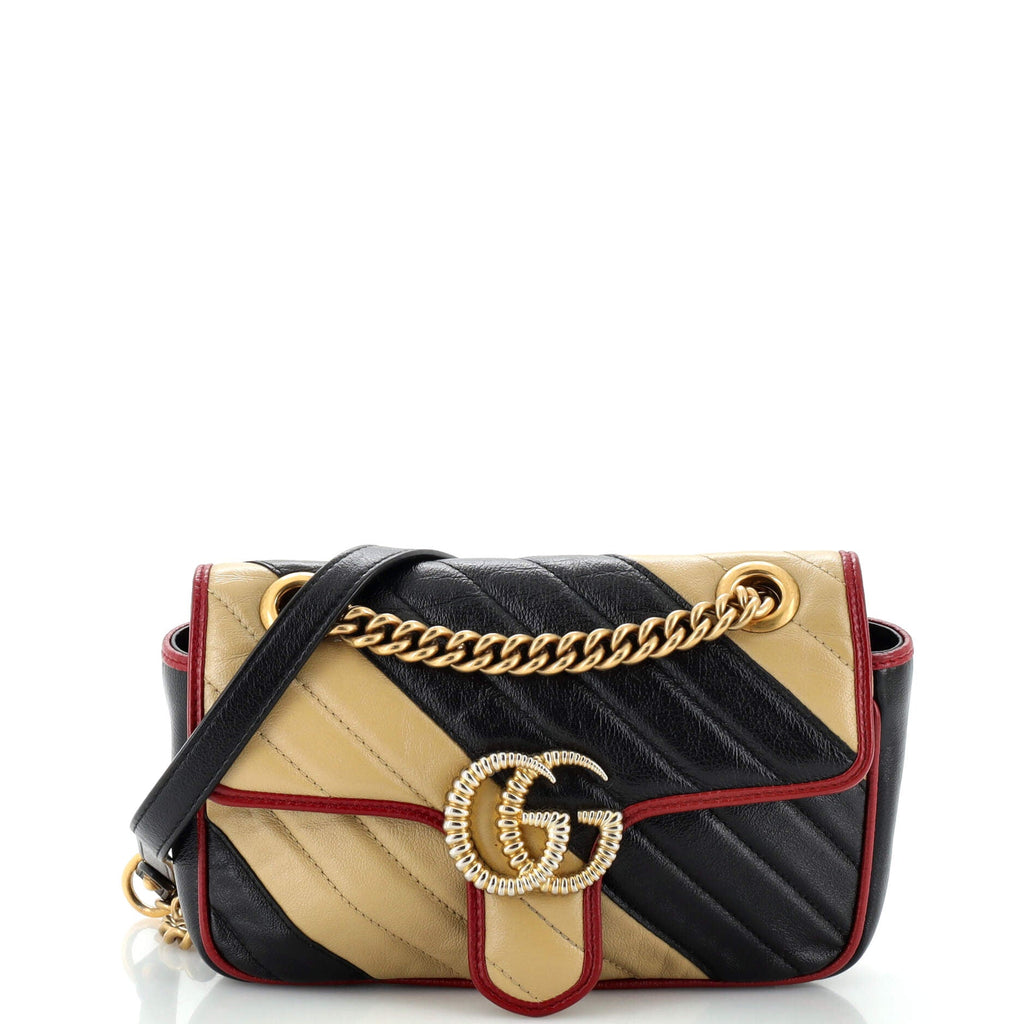 GG Marmont Flap Bag Diagonal Quilted Leather Mini