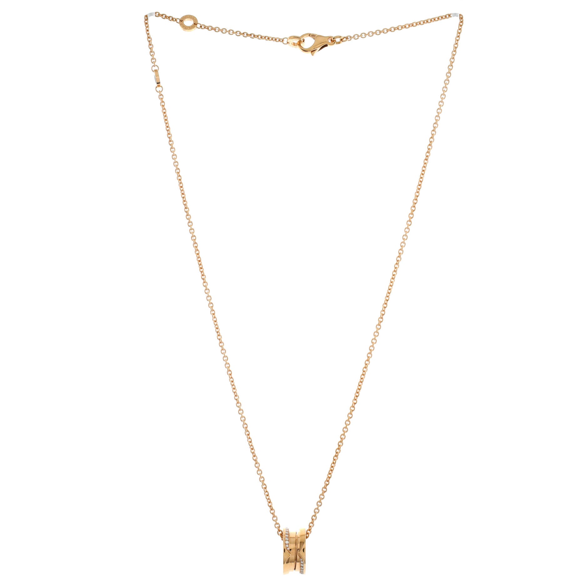 B.Zero1 Pendant Necklace 18K Rose Gold with Diamonds