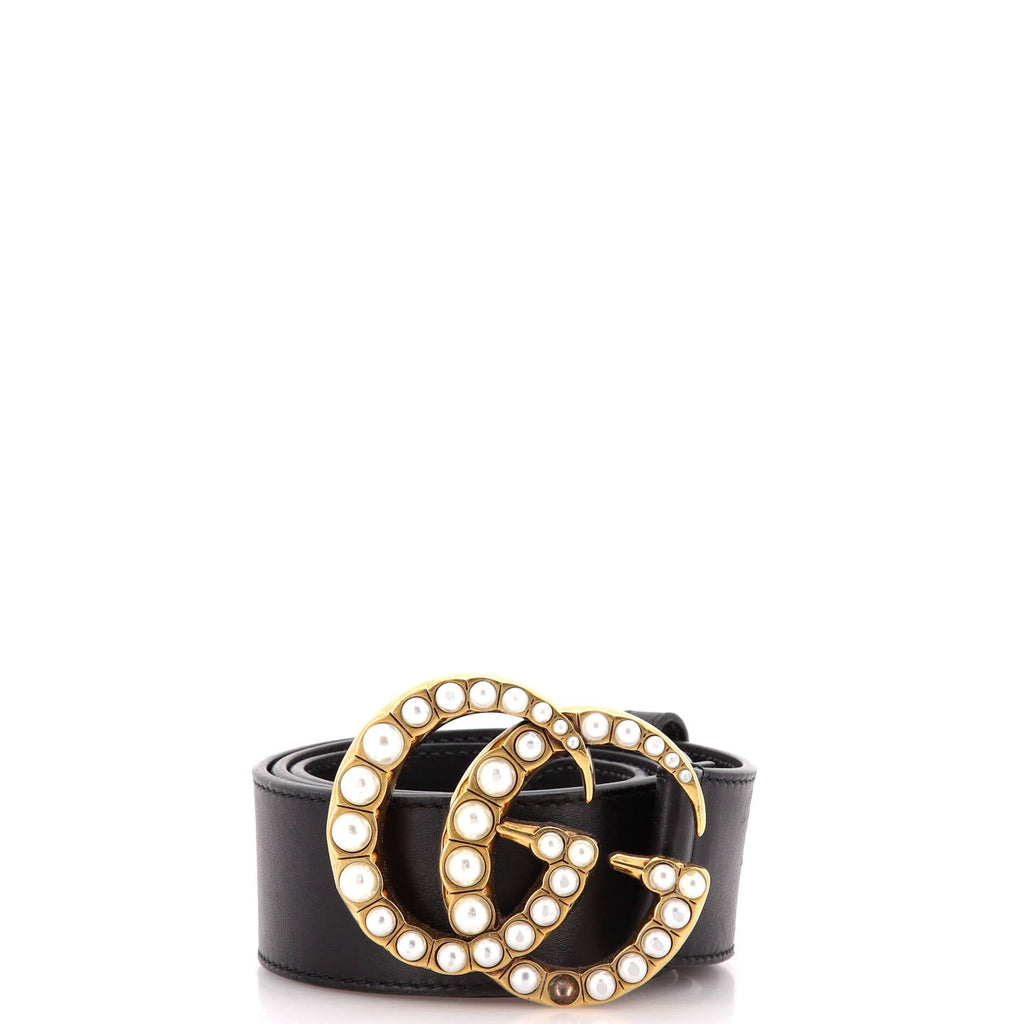 Pearly GG Marmont Belt Leather Wide 75