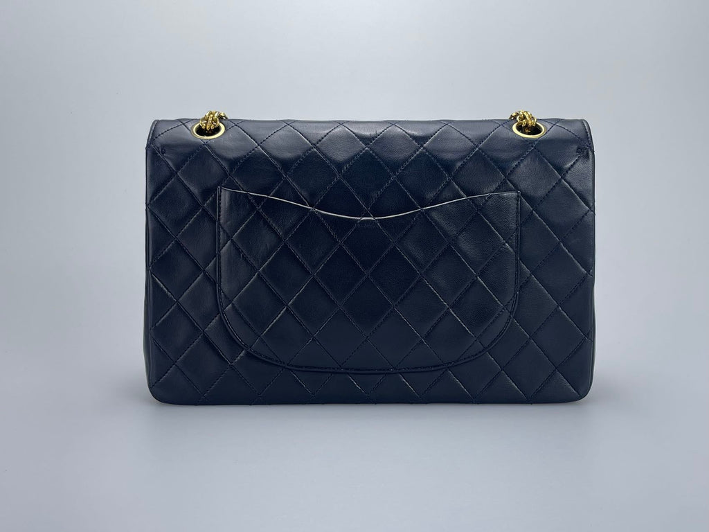 Chanel Black Vintage Medium Classic Double Flap Bag with 24K Gold Hardware