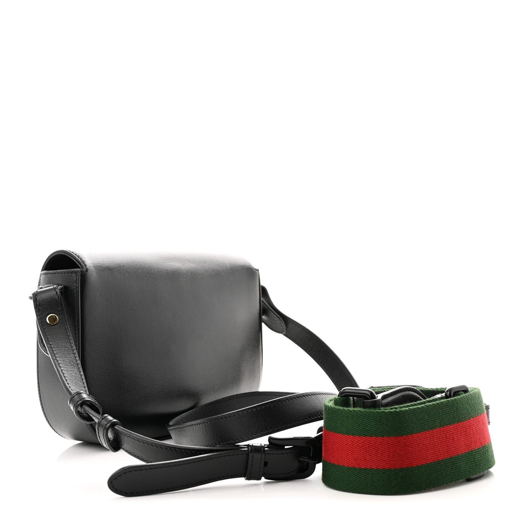 Azalea Calfskin Web Monochrome Mini Horsebit 1955 Shoulder Bag Black