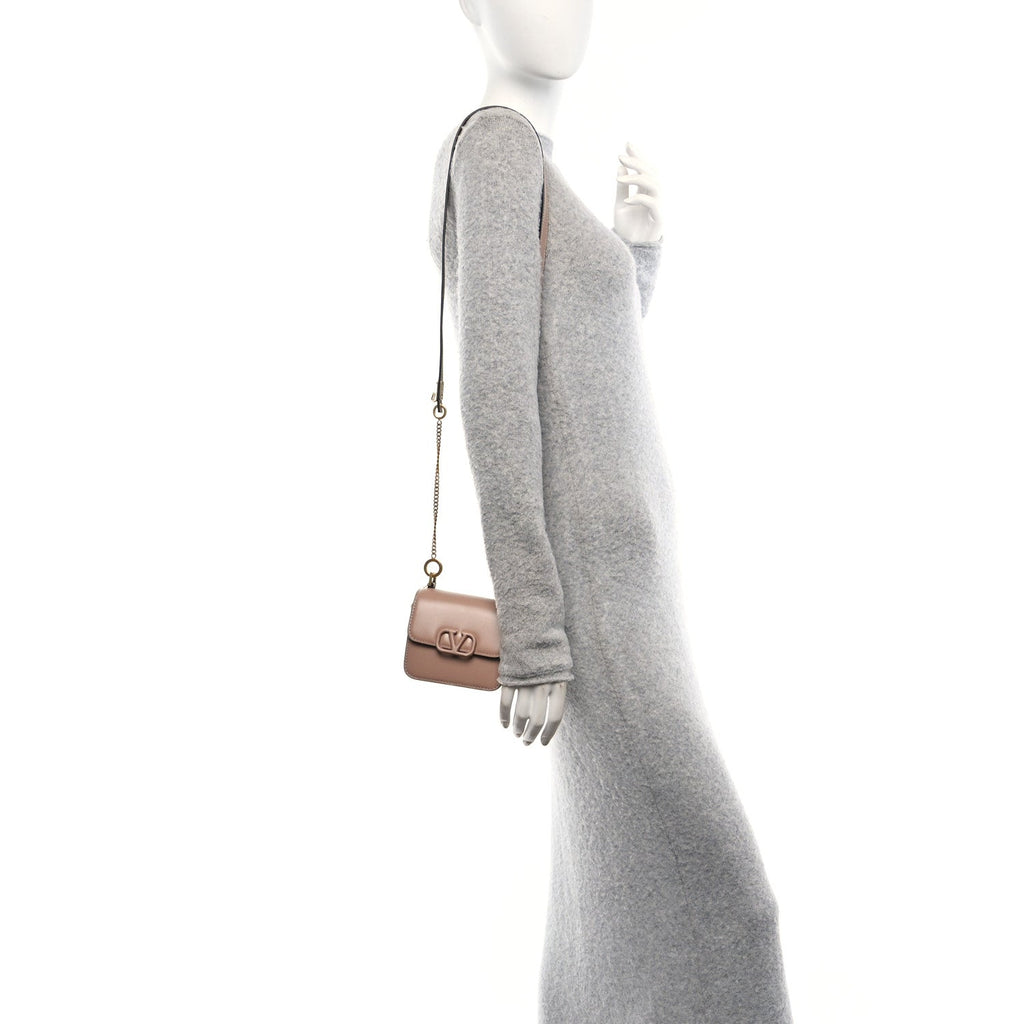 Smooth Calfskin Micro VSling Shoulder Bag Rose Cannelle