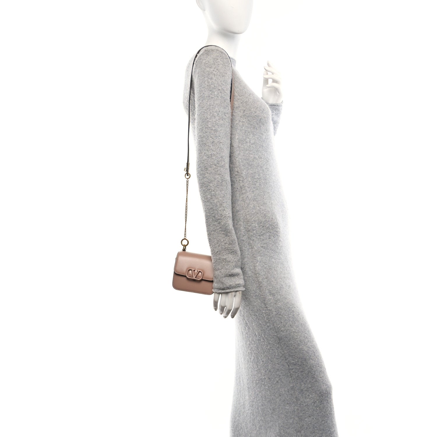 Smooth Calfskin Micro VSling Shoulder Bag Rose Cannelle