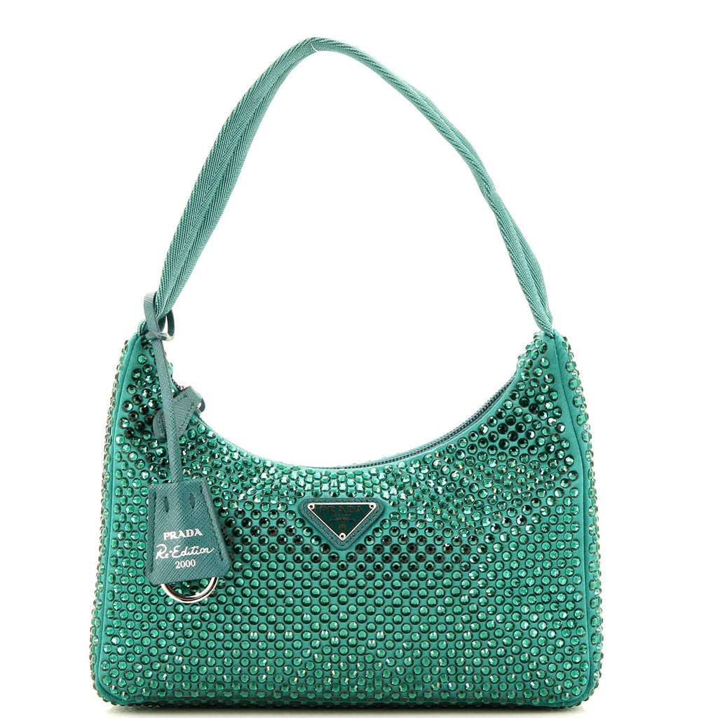 Re-Edition 2000 Hobo Crystal Embellished Satin Mini