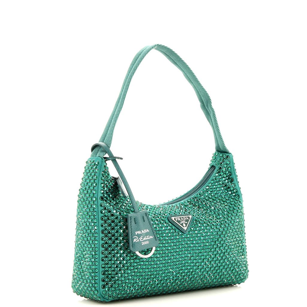 Re-Edition 2000 Hobo Crystal Embellished Satin Mini