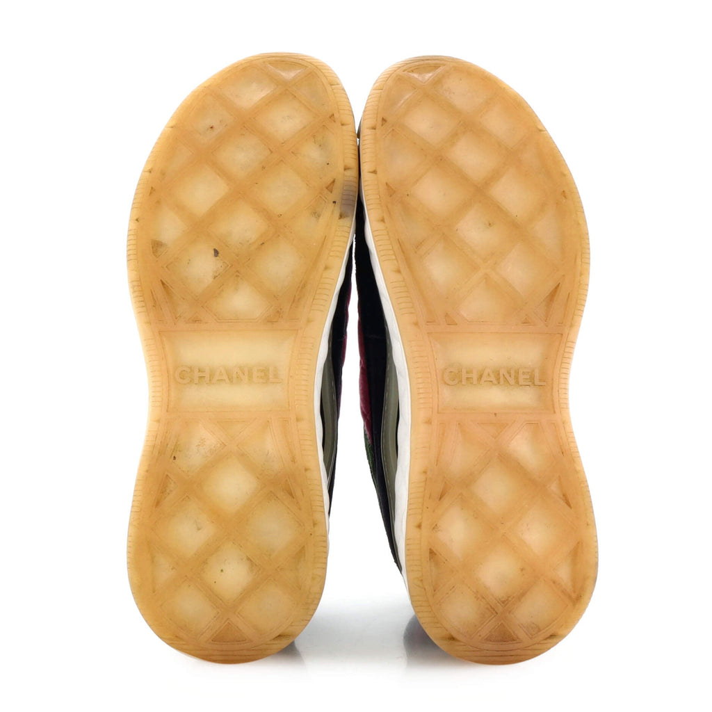 Women's CC Cap Toe Logo Sneakers Quilted Suede and Mixed Fibers
