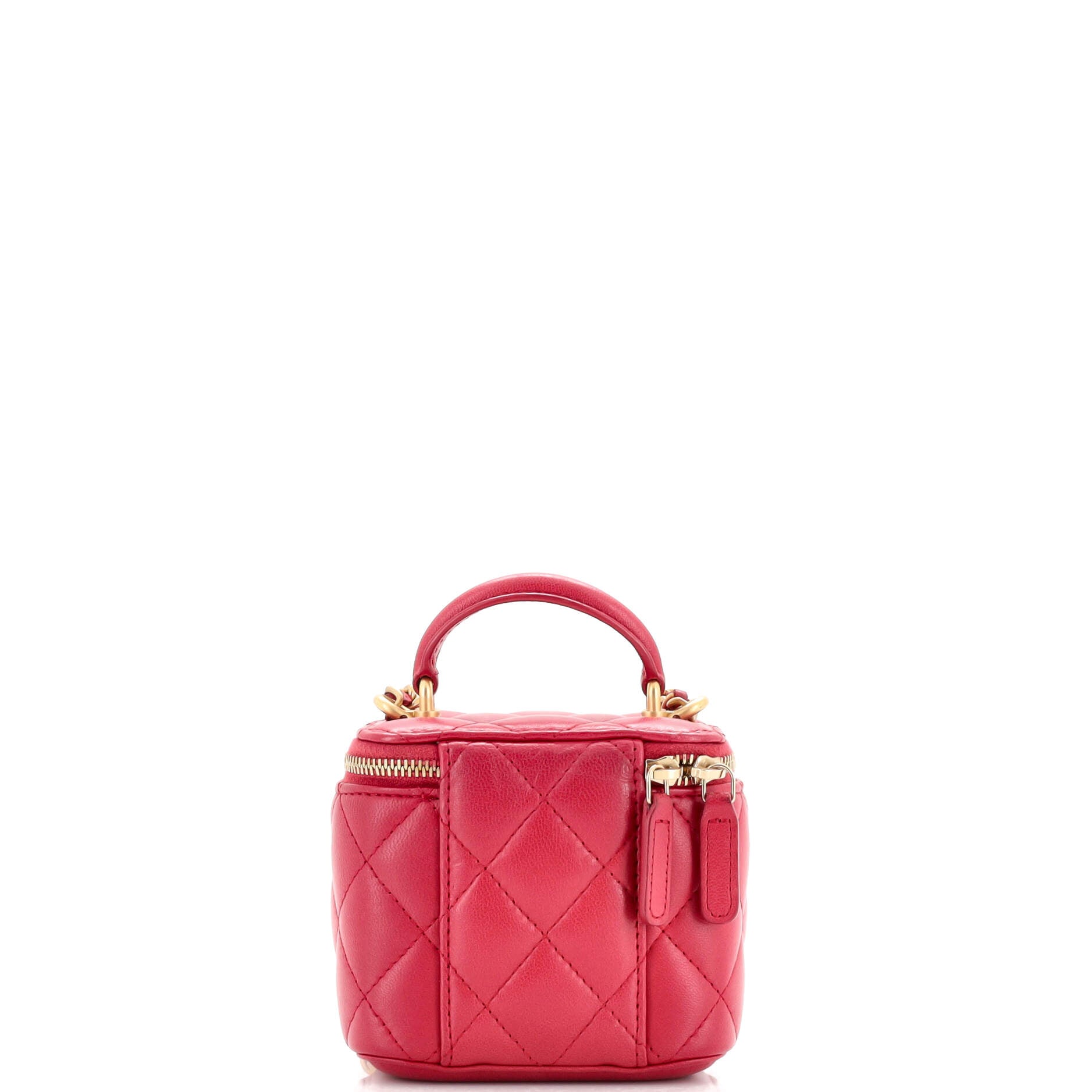Classic Top Handle Vanity Case with Chain Quilted Lambskin Mini