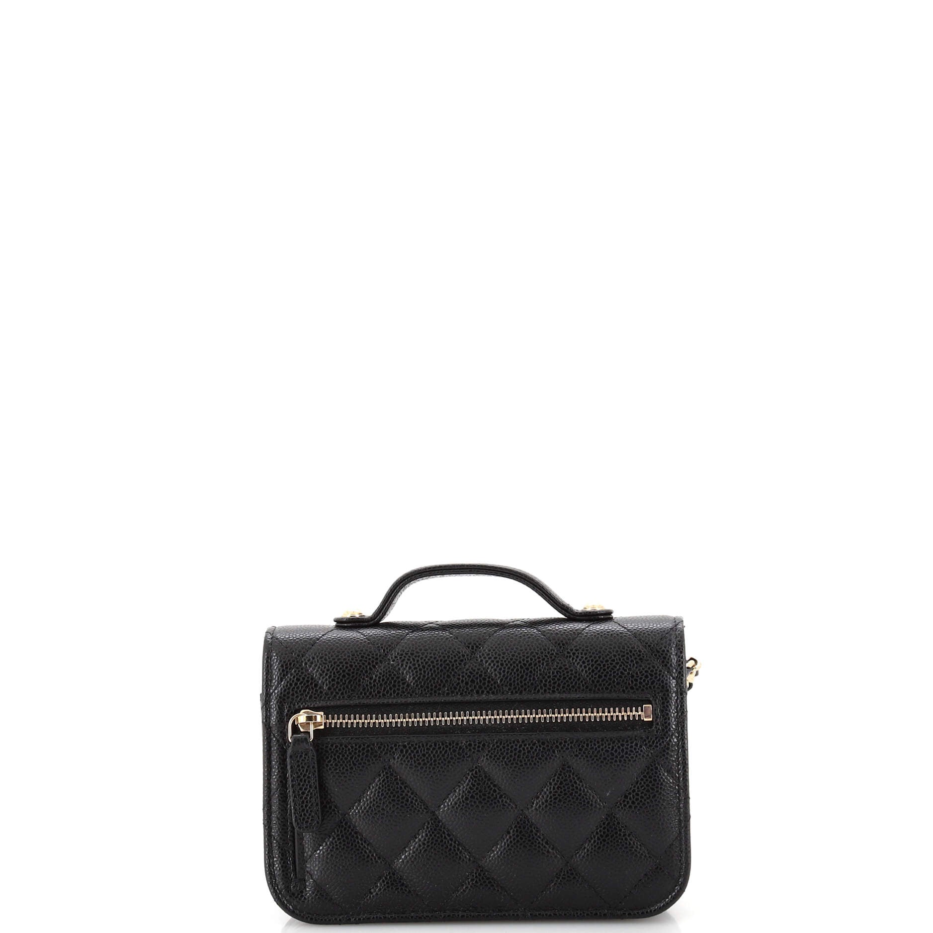 Business Affinity Flap Clutch with Chain Quilted Caviar