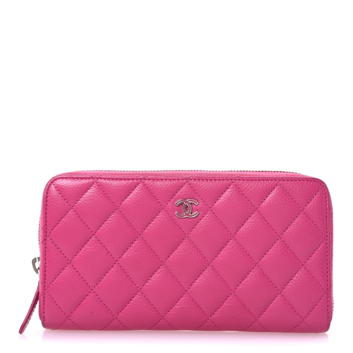 Caviar Quilted Large Gusset Zip Around Wallet Pink