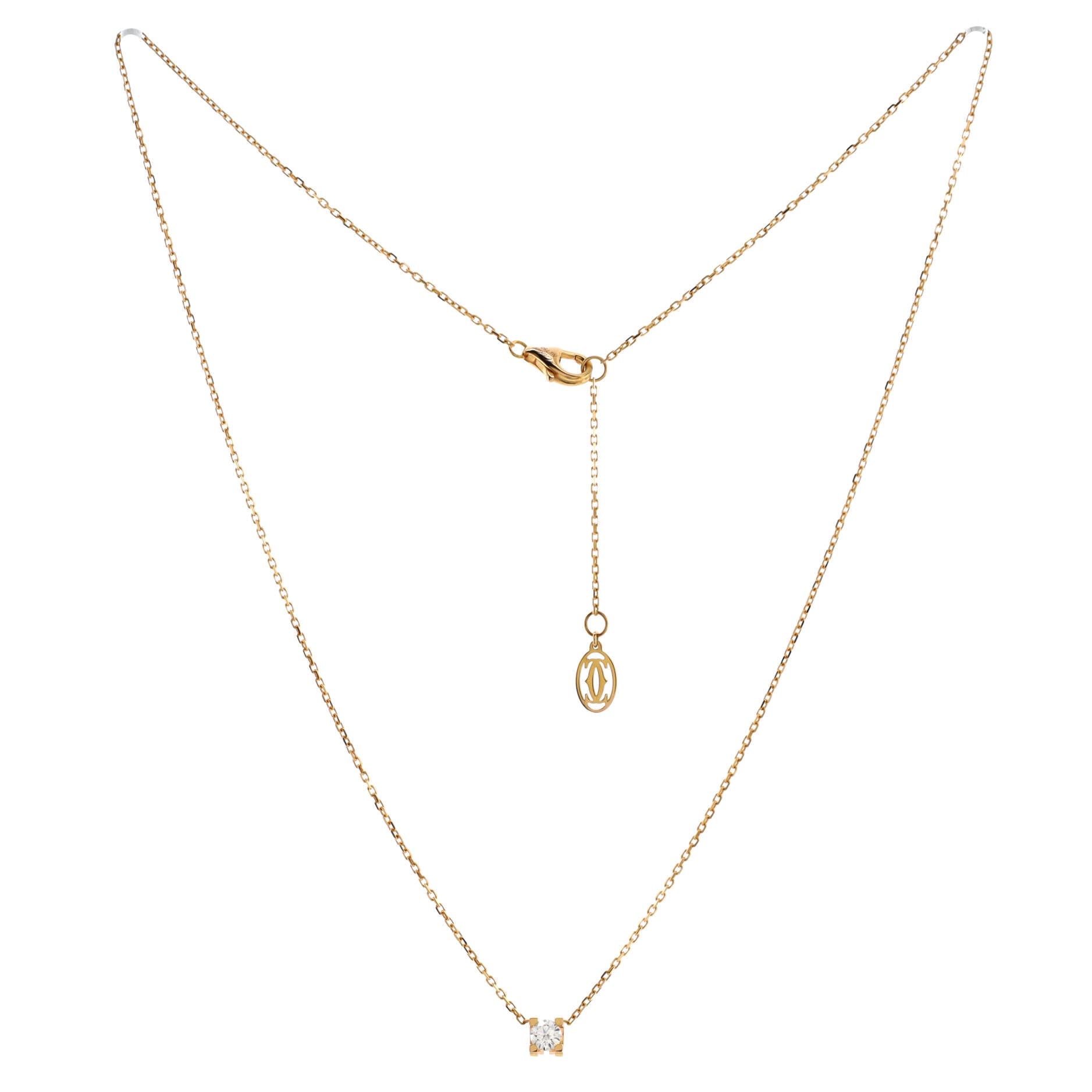 C de Cartier Necklace 18K Rose Gold and Diamond 0.10-0.19CT