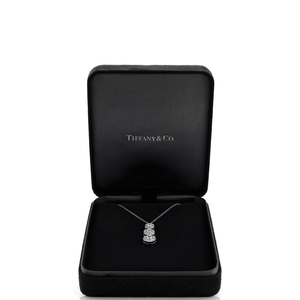 Triple Circlet Pendant Necklace Platinum with Diamonds