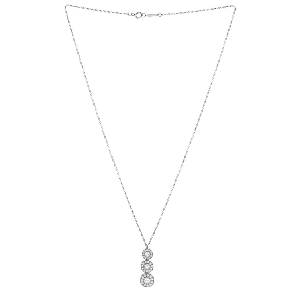 Triple Circlet Pendant Necklace Platinum with Diamonds