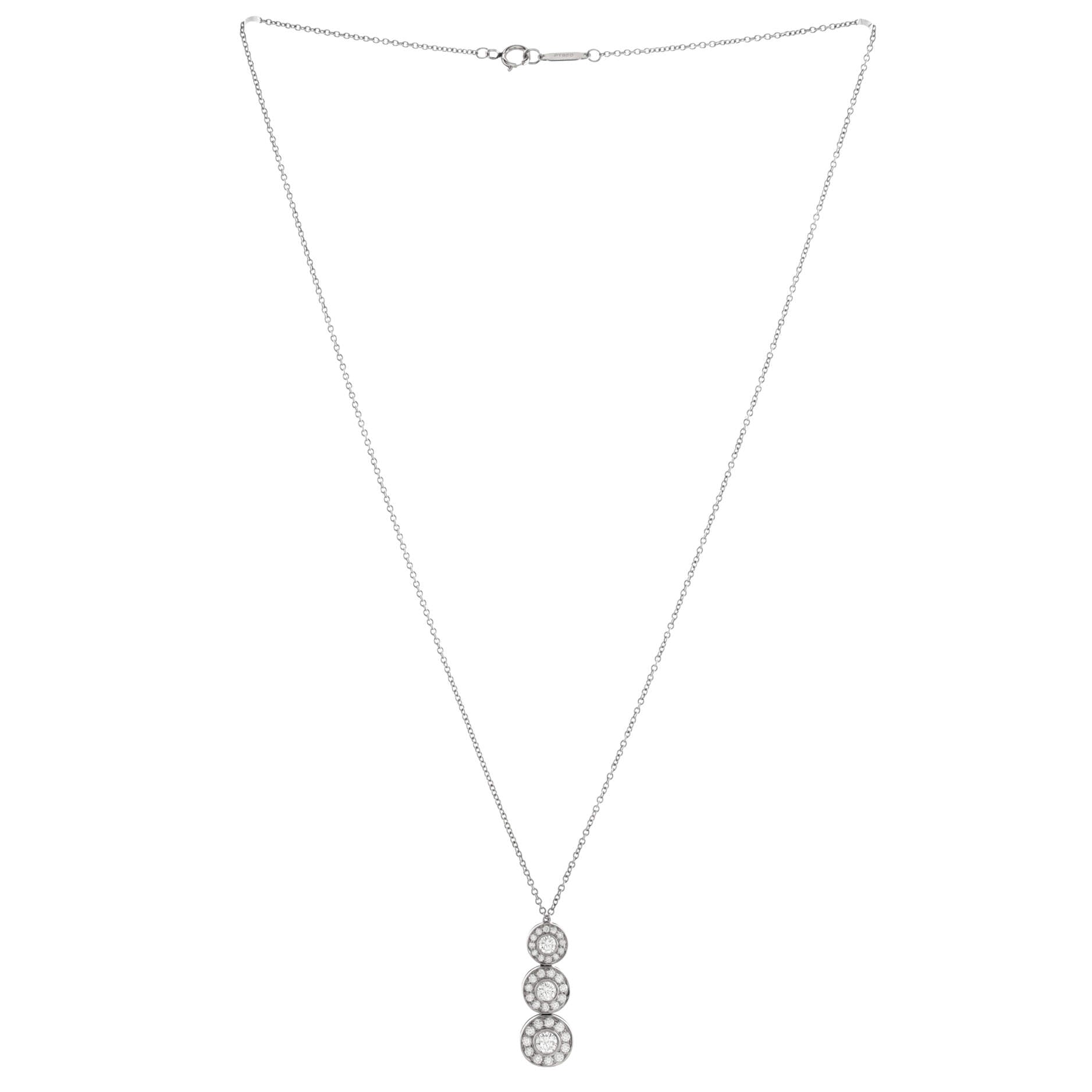 Triple Circlet Pendant Necklace Platinum with Diamonds
