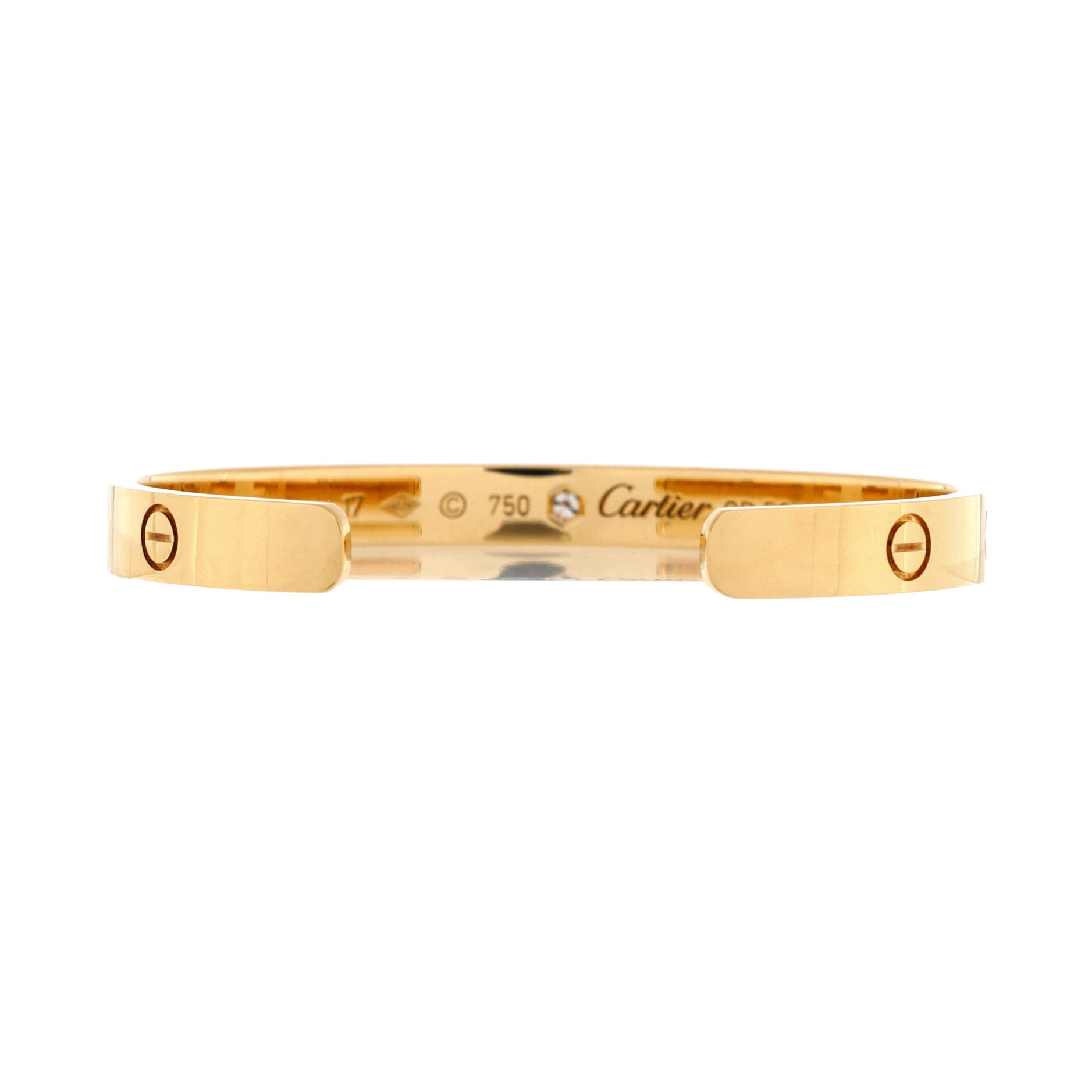 Love 1 Diamond Cuff Bracelet 18K Yellow Gold with Diamond