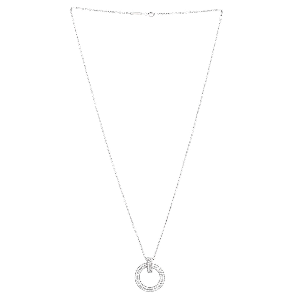 T1 Circle Pendant Necklace 18K White Gold and Diamonds