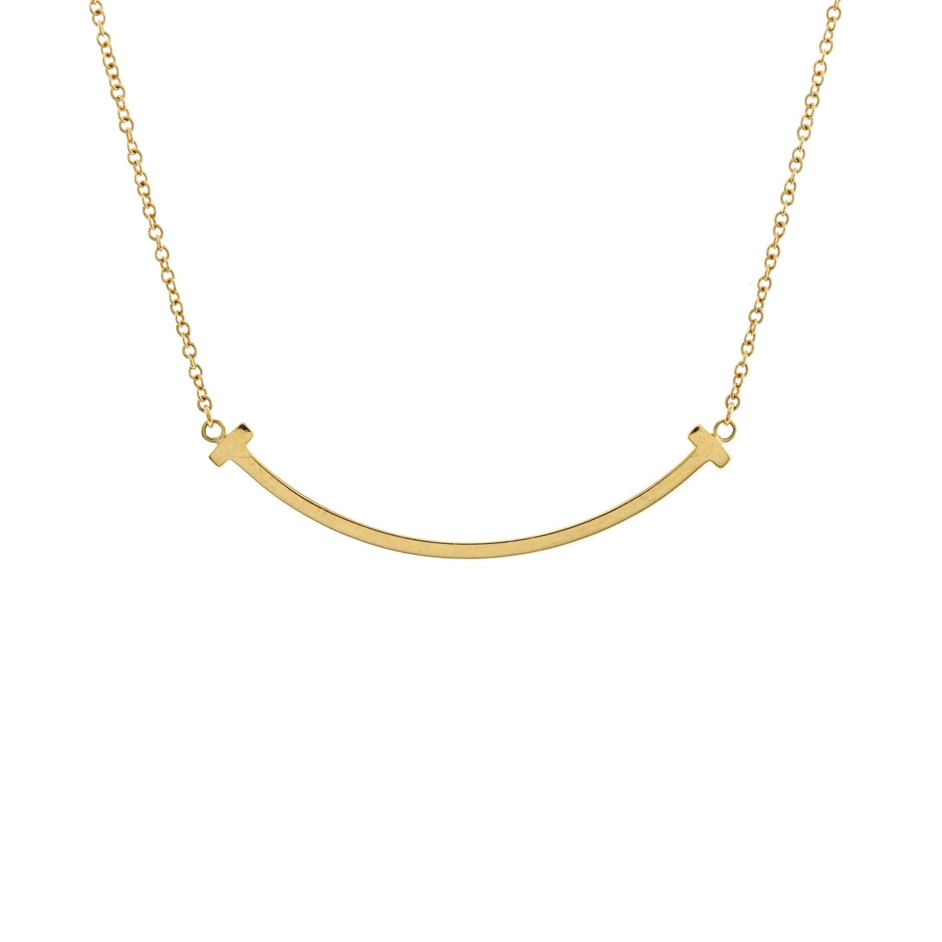 T Smile Pendant Necklace 18K Yellow Gold Small