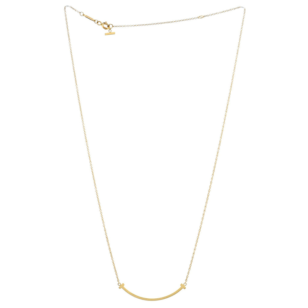 T Smile Pendant Necklace 18K Yellow Gold Small
