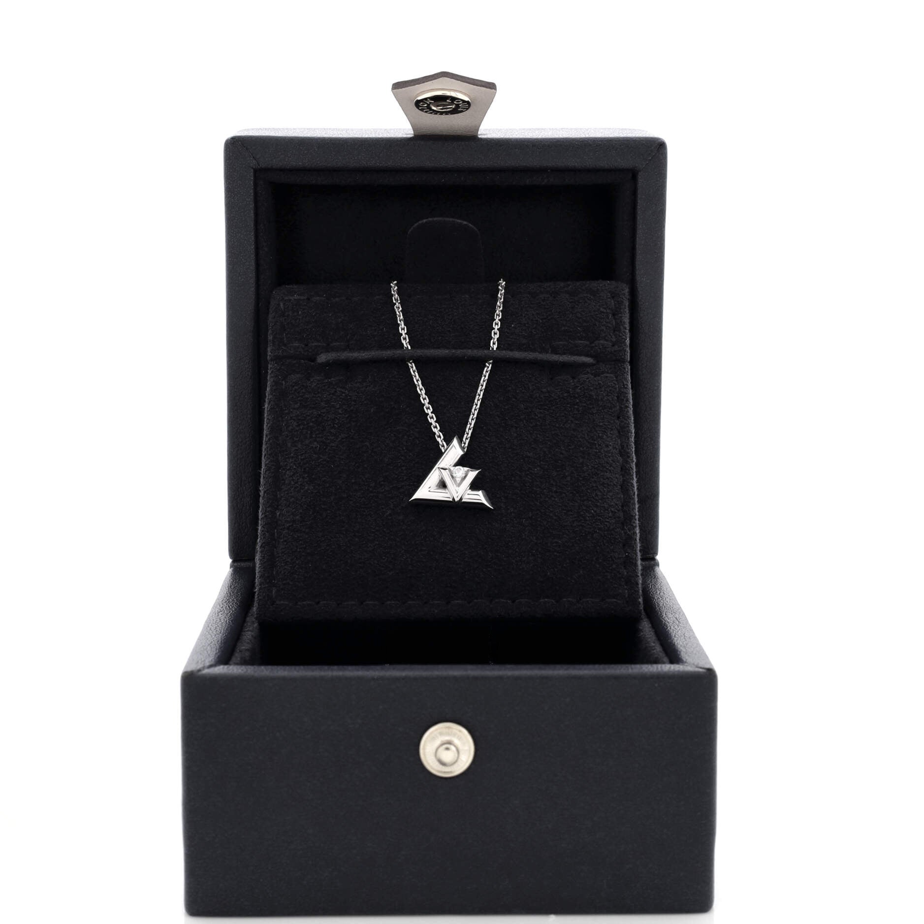 LV Volt One Pendant Necklace 18K White Gold with Diamond Small