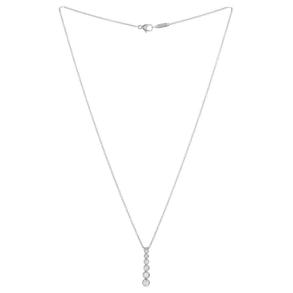 Jazz Graduated Drop Pendant Necklace Platinum and Diamonds