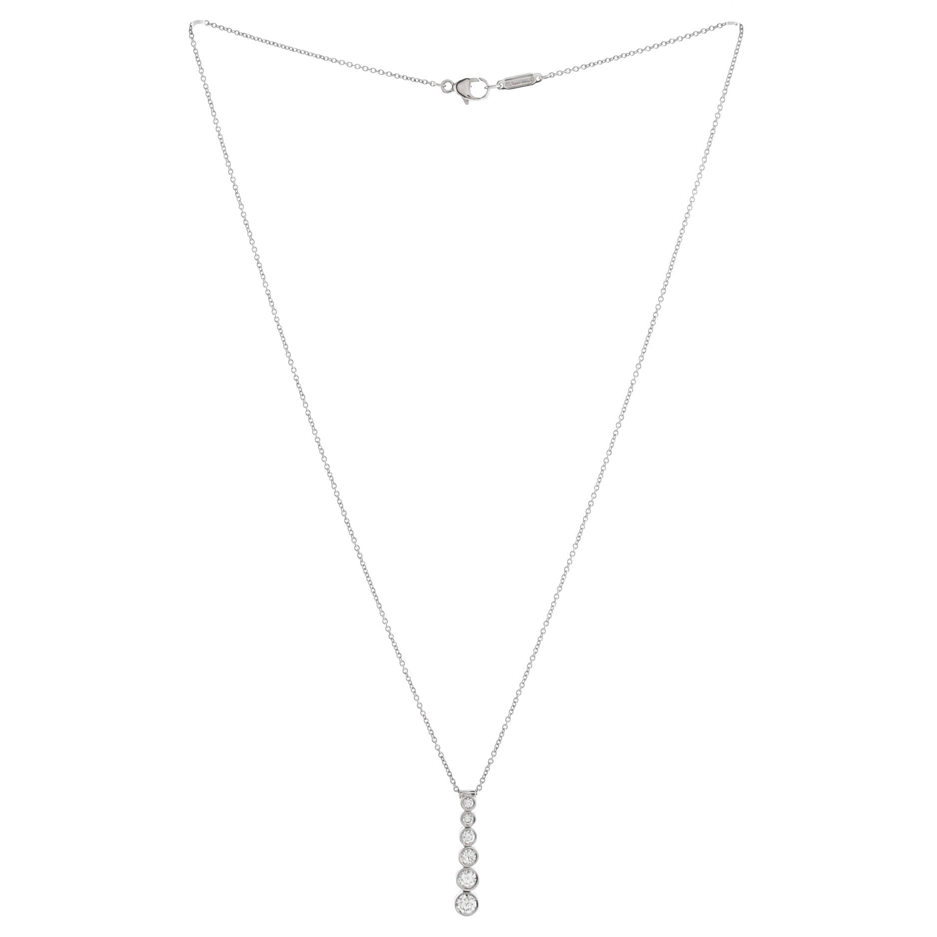Jazz Graduated Drop Pendant Necklace Platinum and Diamonds