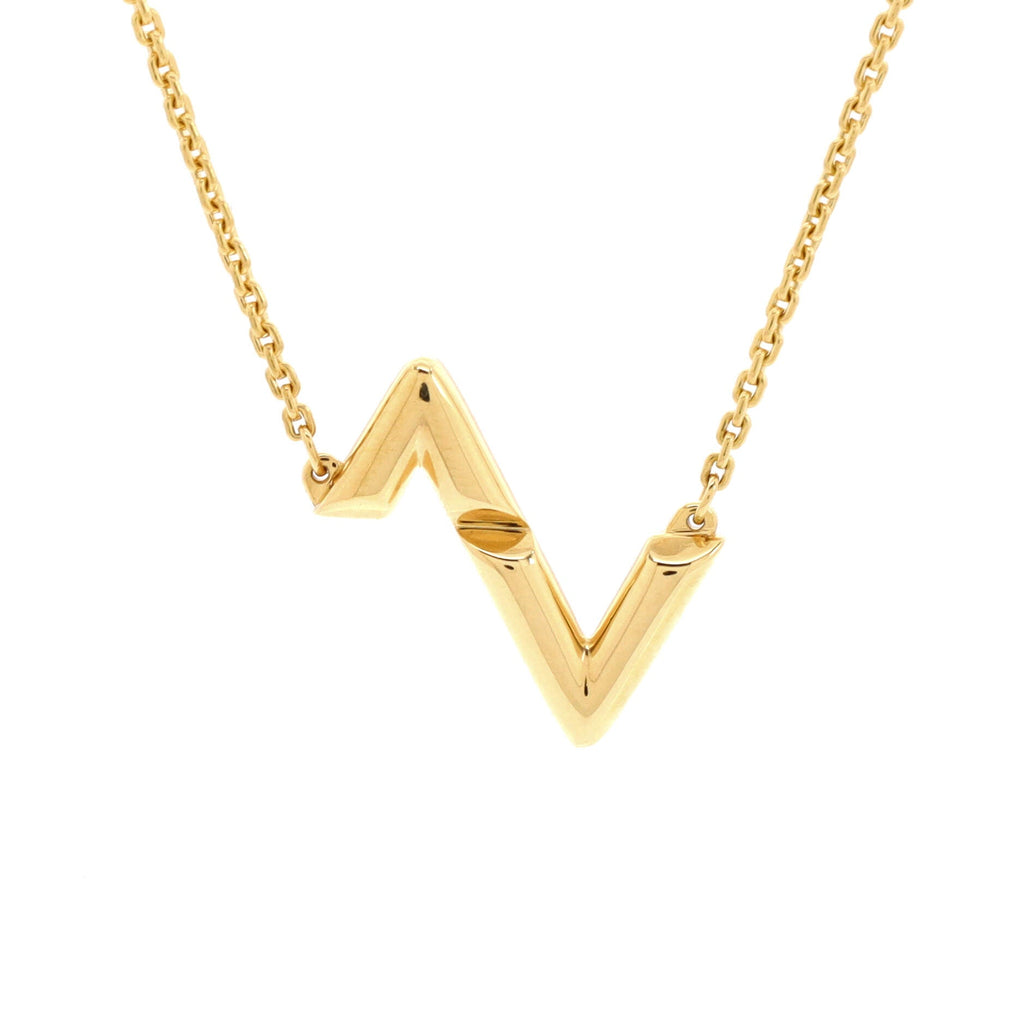 LV Volt Upside Down Pendant Necklace 18K Yellow Gold