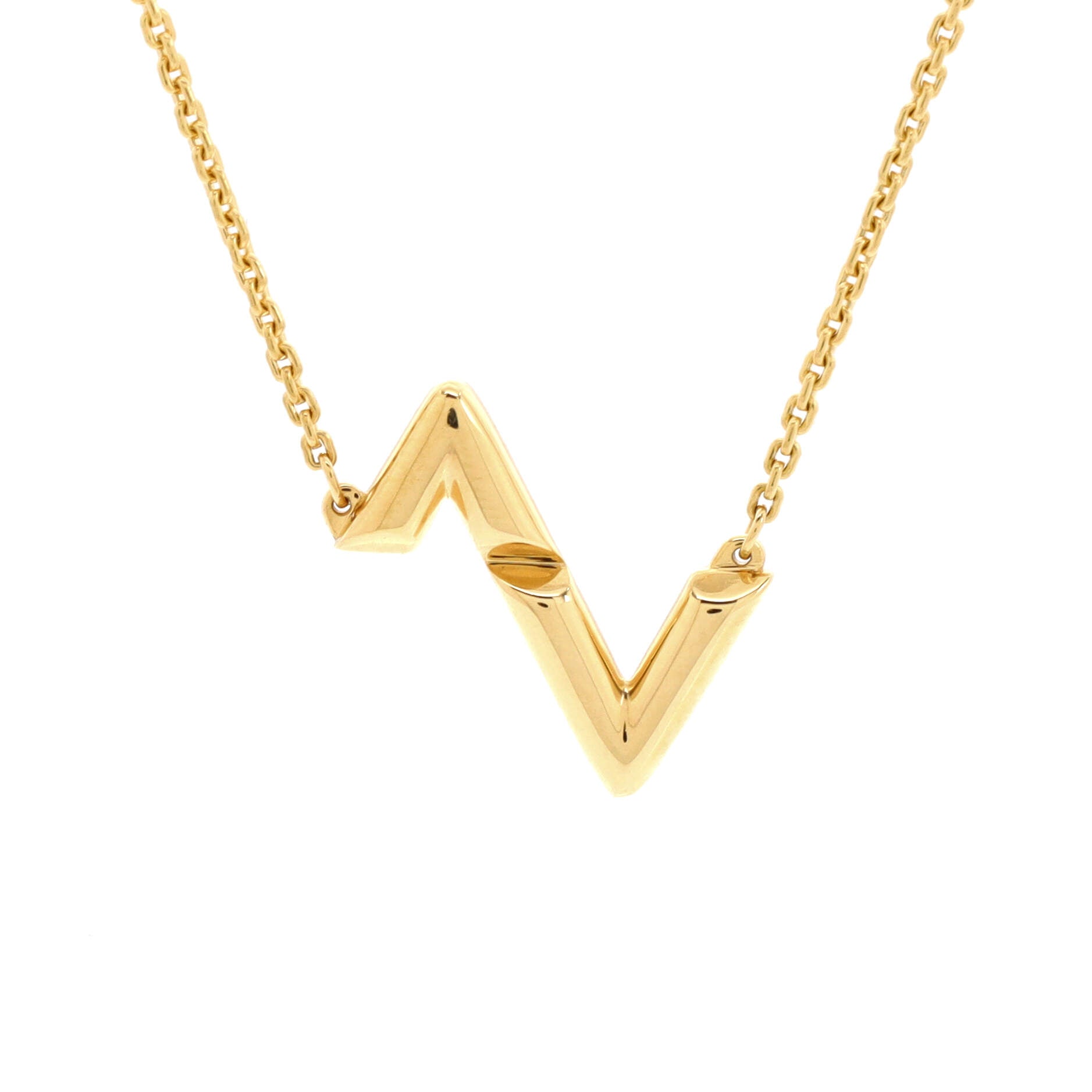 LV Volt Upside Down Pendant Necklace 18K Yellow Gold