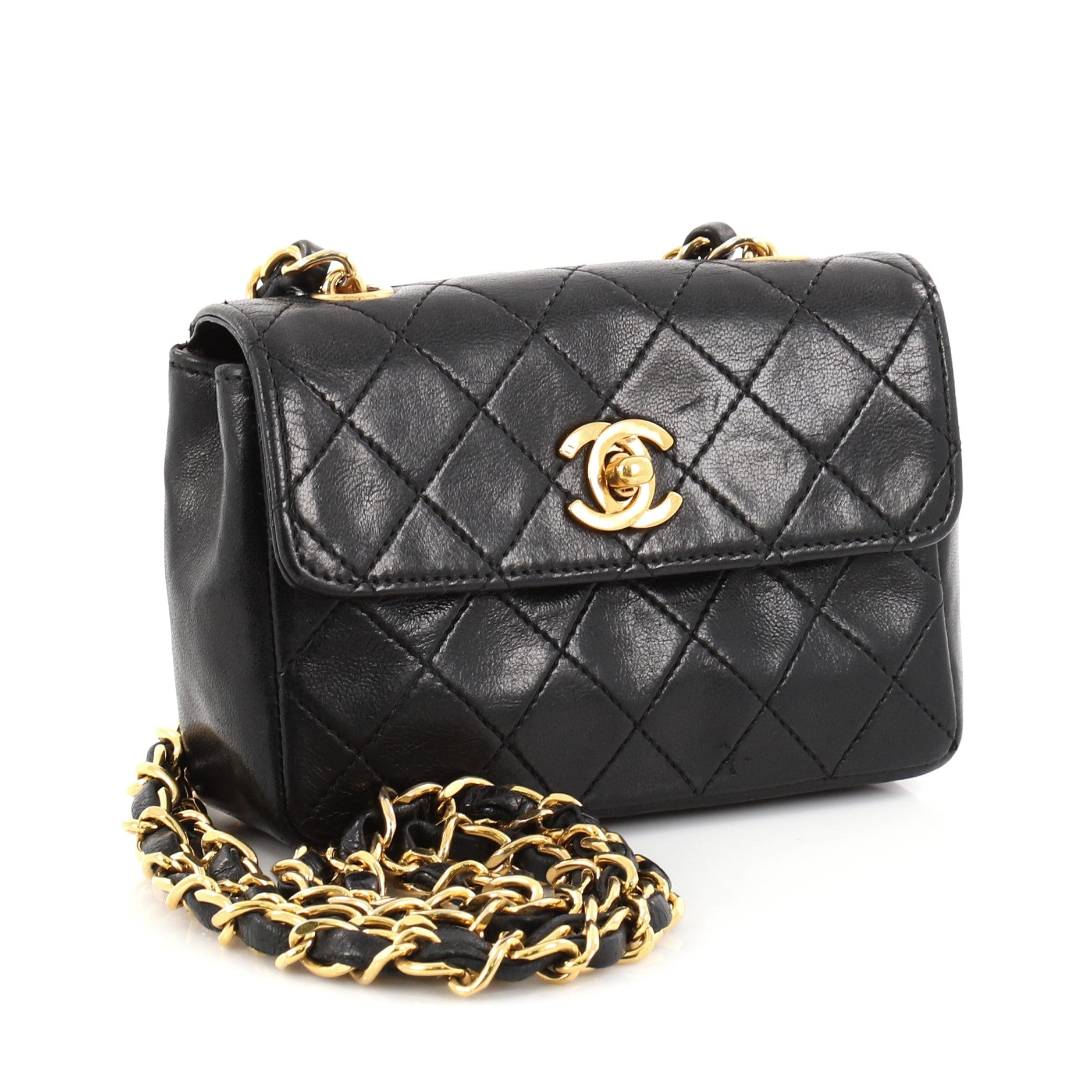 Vintage CC Chain Flap Bag Quilted Leather Extra Mini