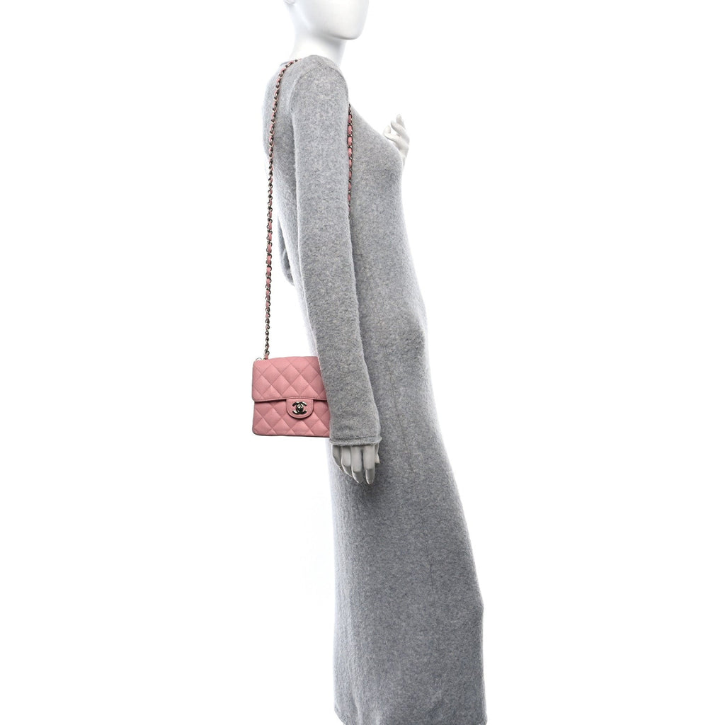 Caviar Quilted Mini Square Flap Pink