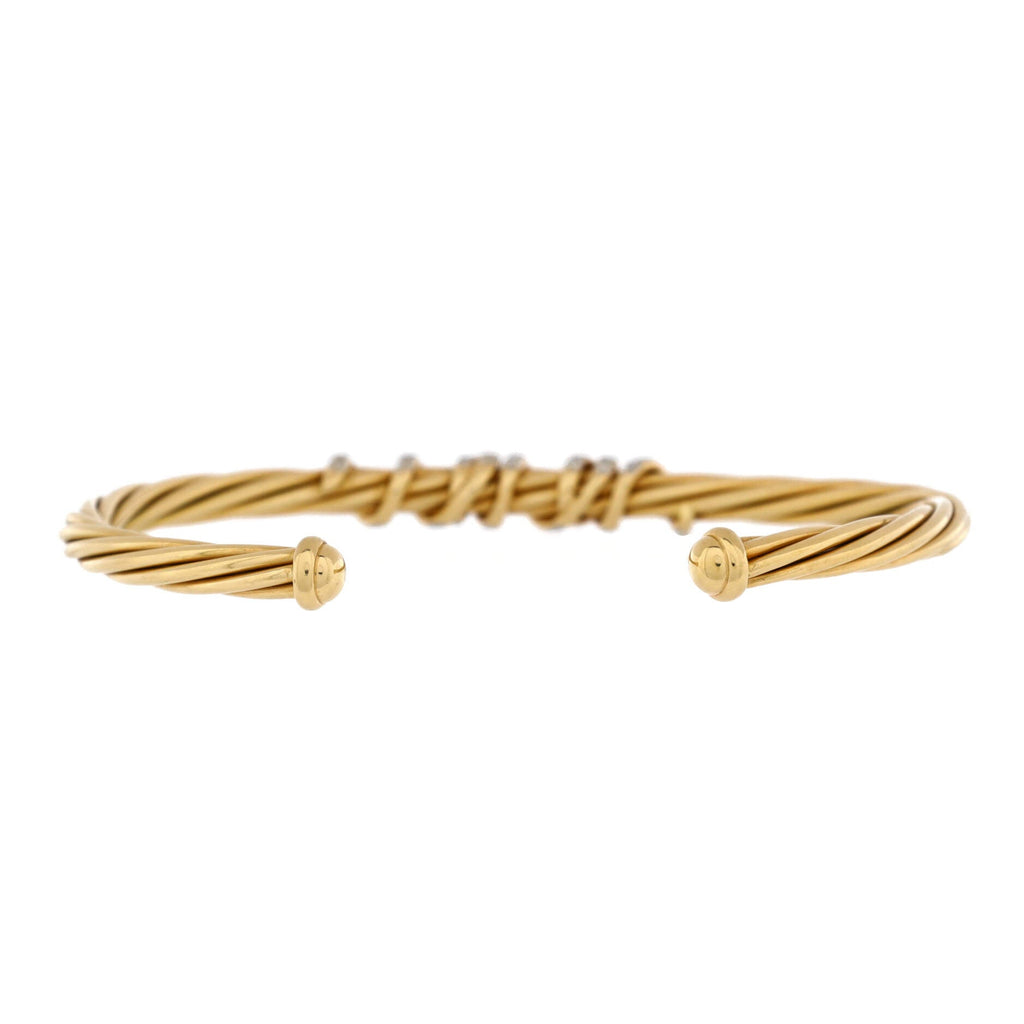 Helena Centre Station Cuff Bracelet 18K Yellow Gold with Diamonds 4mm