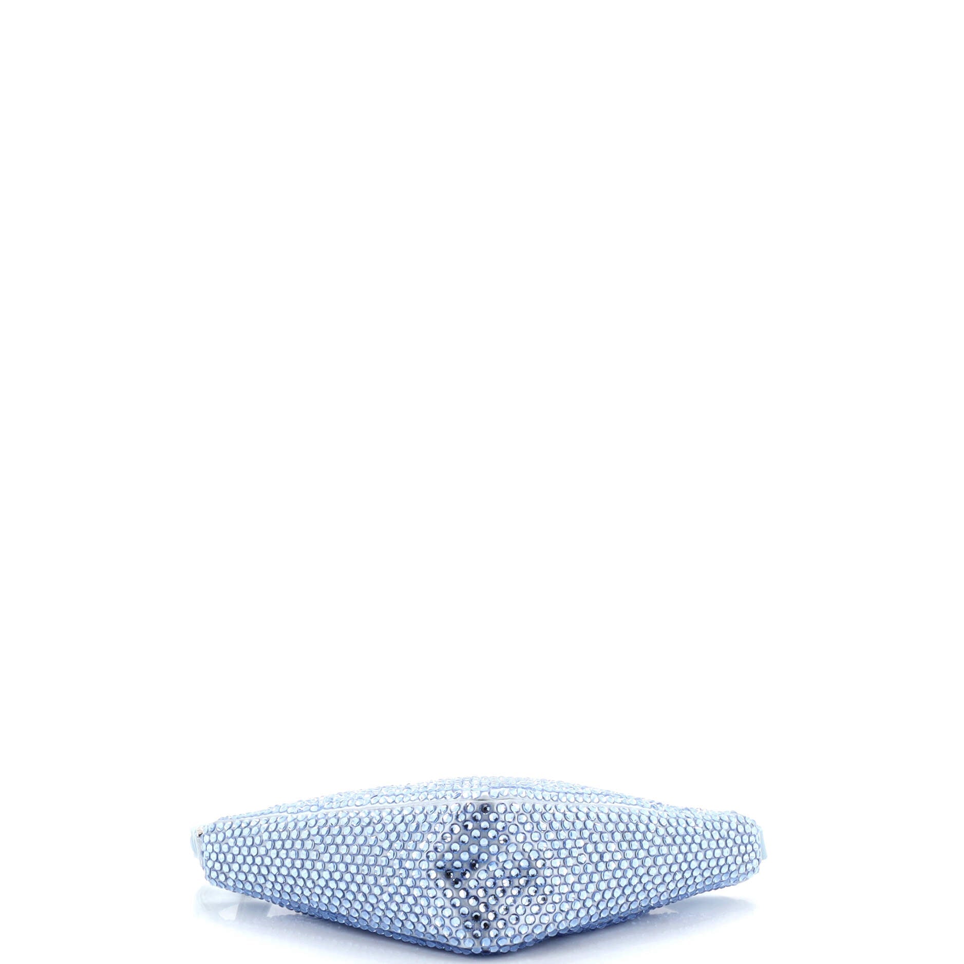 Triangle Top Handle Pouch Bag Crystal Embellished Satin Mini