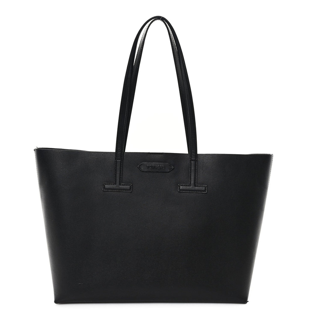 Grained Calfskin Small T Tote Black